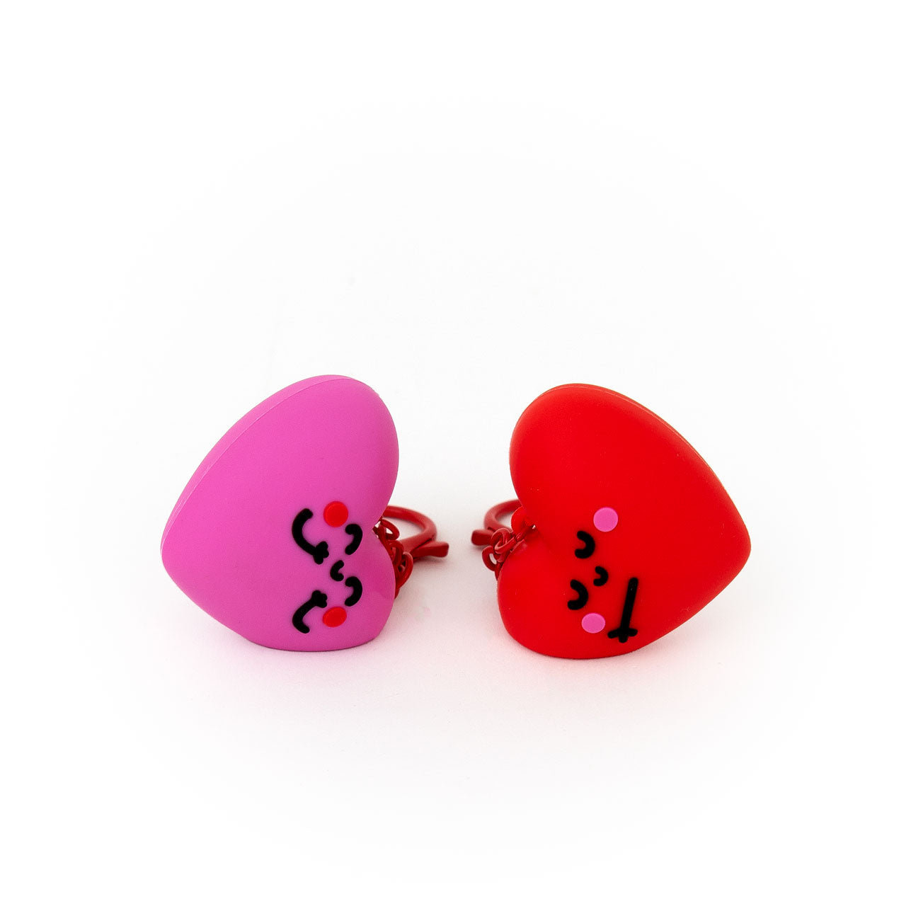 Set de 2 llaveros - Corazones fucsia y rojo