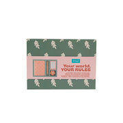 Kit com caderno A6 + caneta + bloco de notas + vela perfumada - Me, myself & I