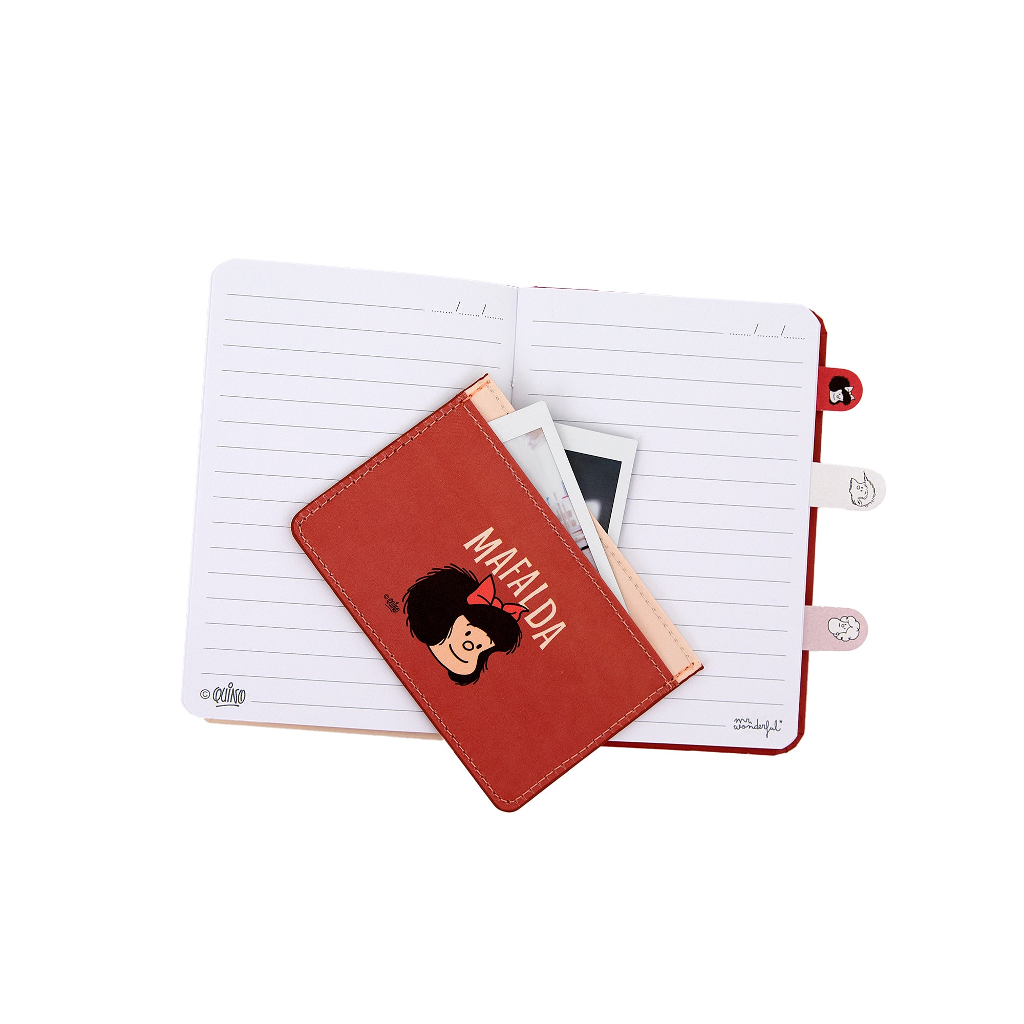Set de libreta A6 + tarjetero + marcapáginas adhesivos - Mafalda