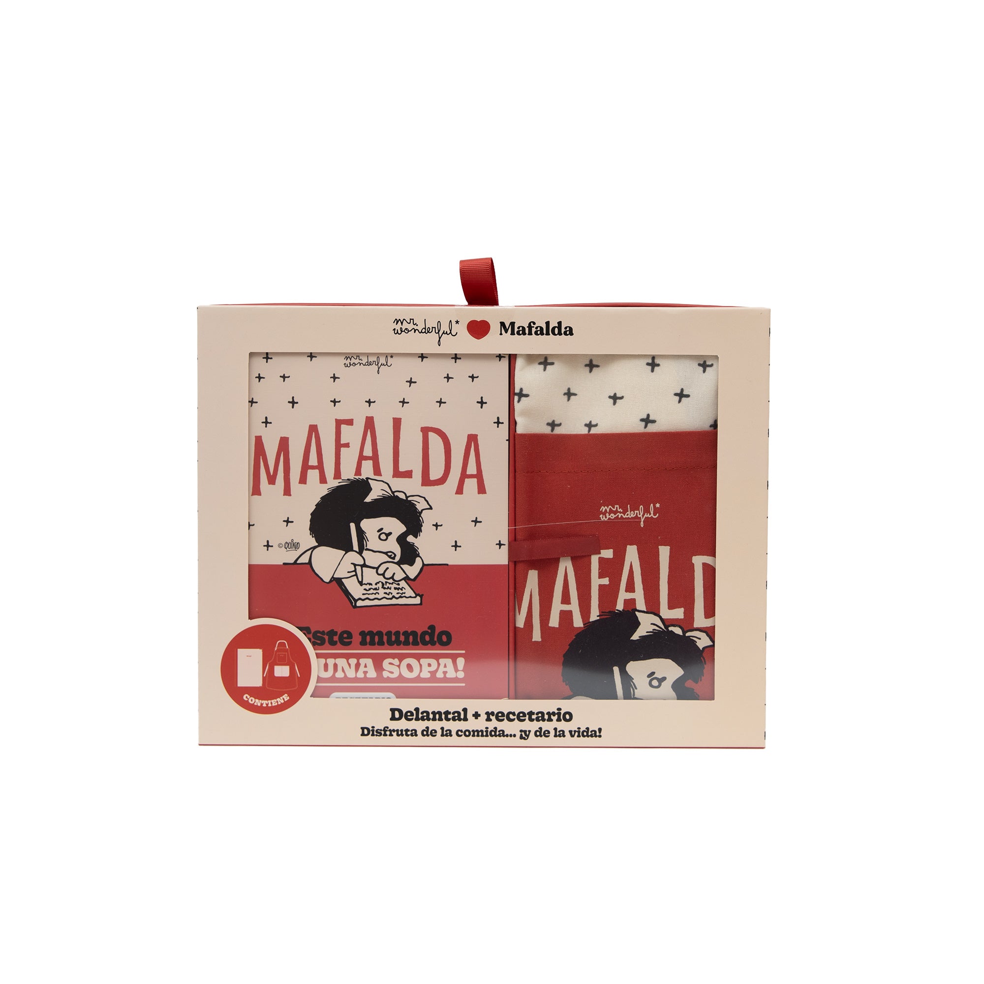 Set de delantal + recetario Mafalda - ¡Este mundo es una sopa!