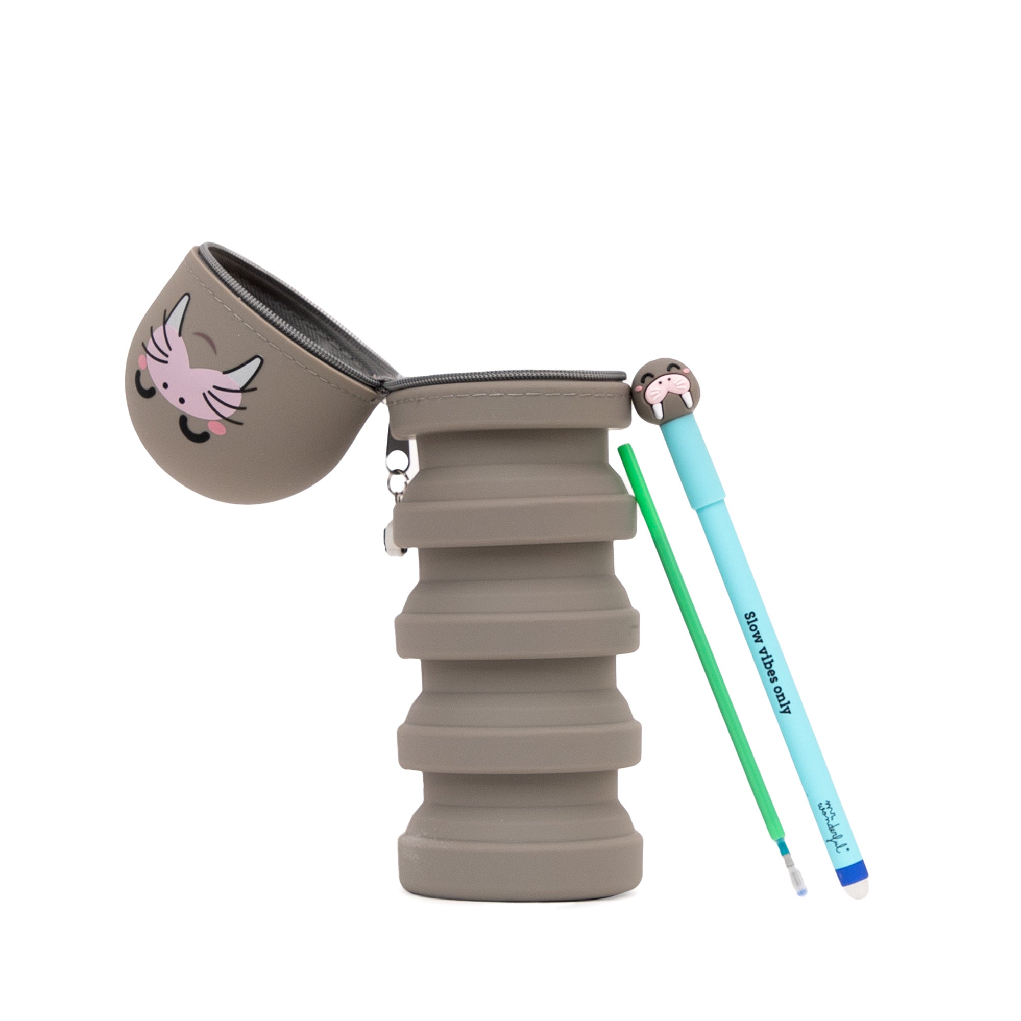 Trousse extensible en silicone + stylo effaçable Bo-Bo + recharge d'encre - Morse