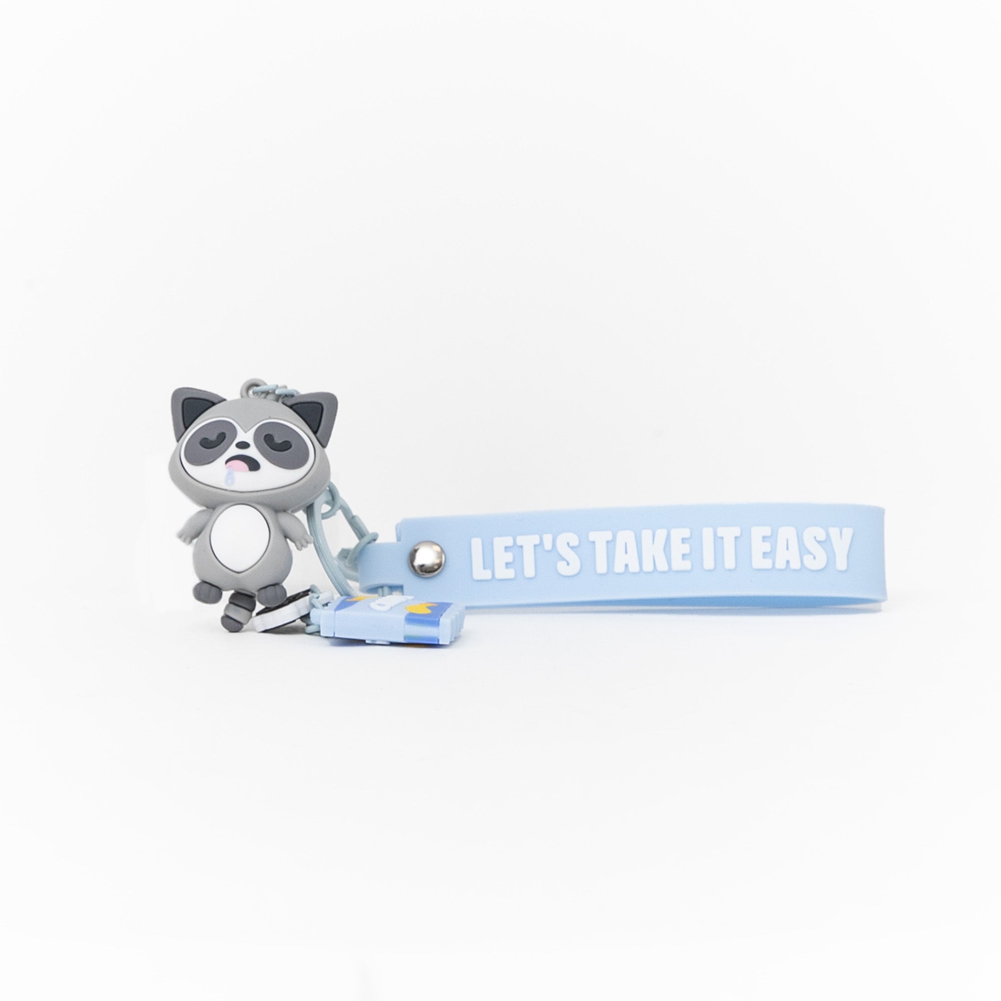 Portachiavi con charms Lazy procione – Let’s take it easy
