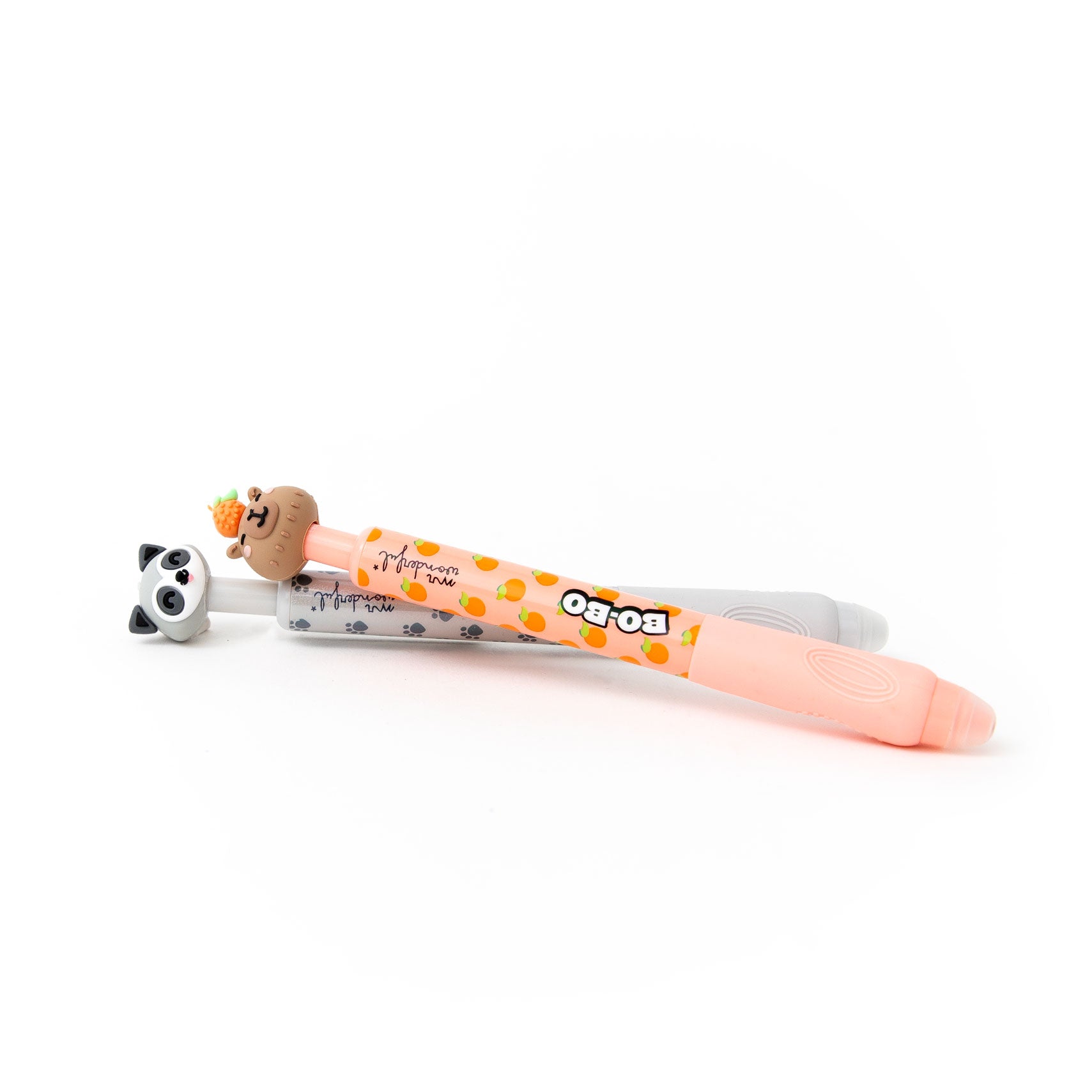 Set de 2 stylos effaçables Bo-Bo Click! - Raton laveur et Capybara