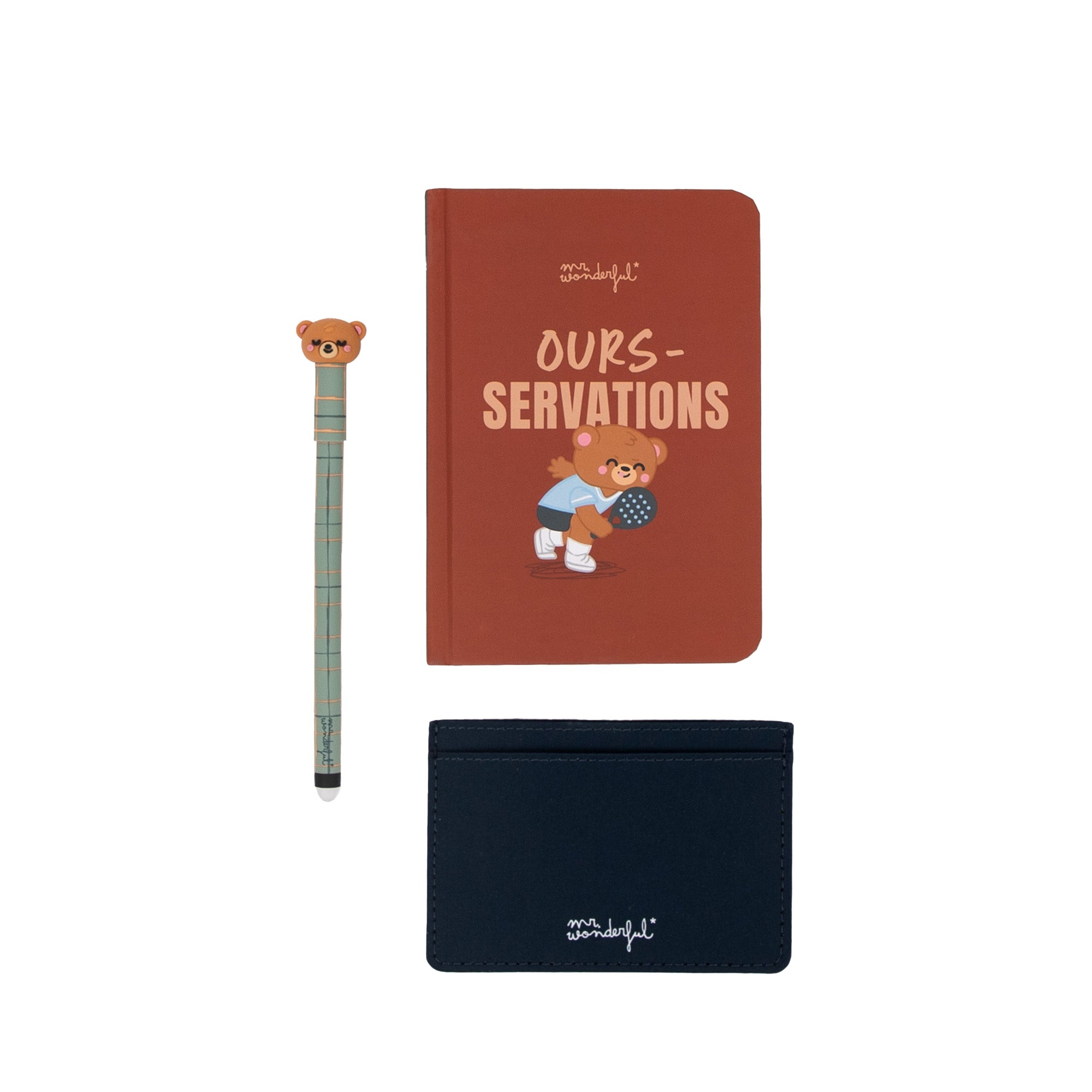 Kit carnet A6 + porte-cartes + stylo effaçable Bo-Bo – OURS-SERVATIONS