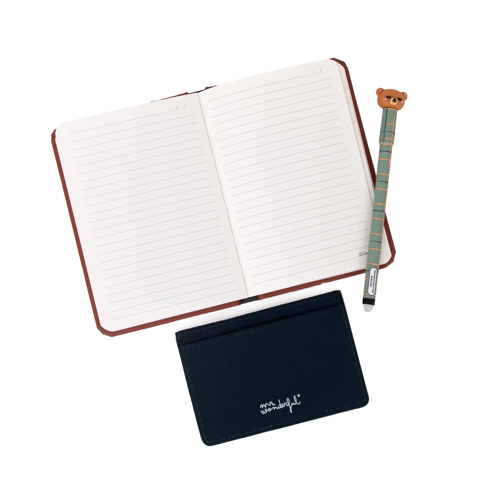 Kit carnet A6 + porte-cartes + stylo effaçable Bo-Bo – OURS-SERVATIONS