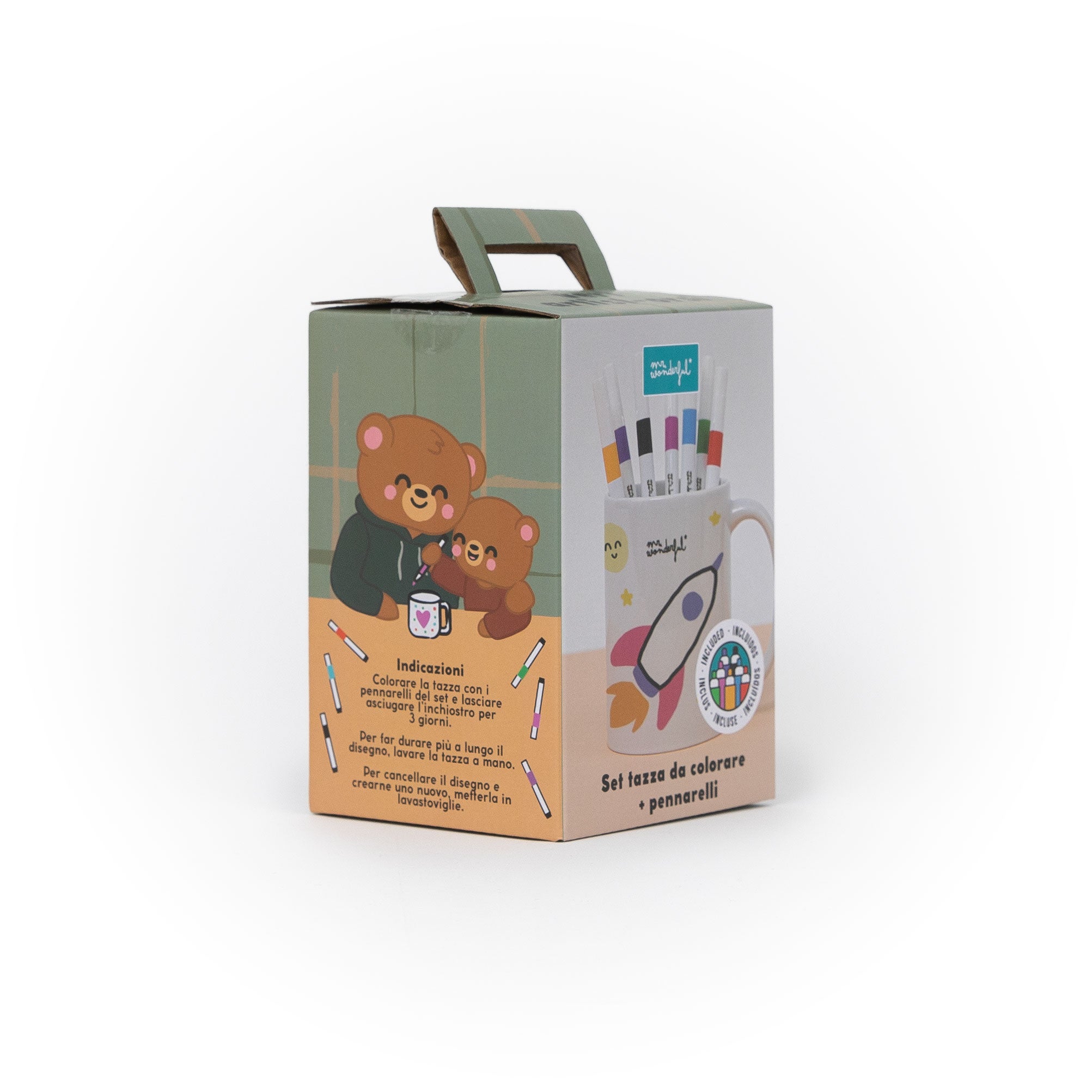 Set tazza da colorare + pennarelli Papà orso – Solo per veri artist-orsi