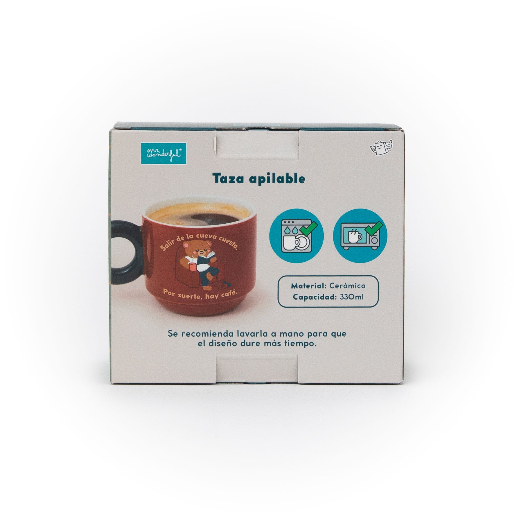 Taza apilable - Salir de la cueva cuesta. Por suerte, hay café.