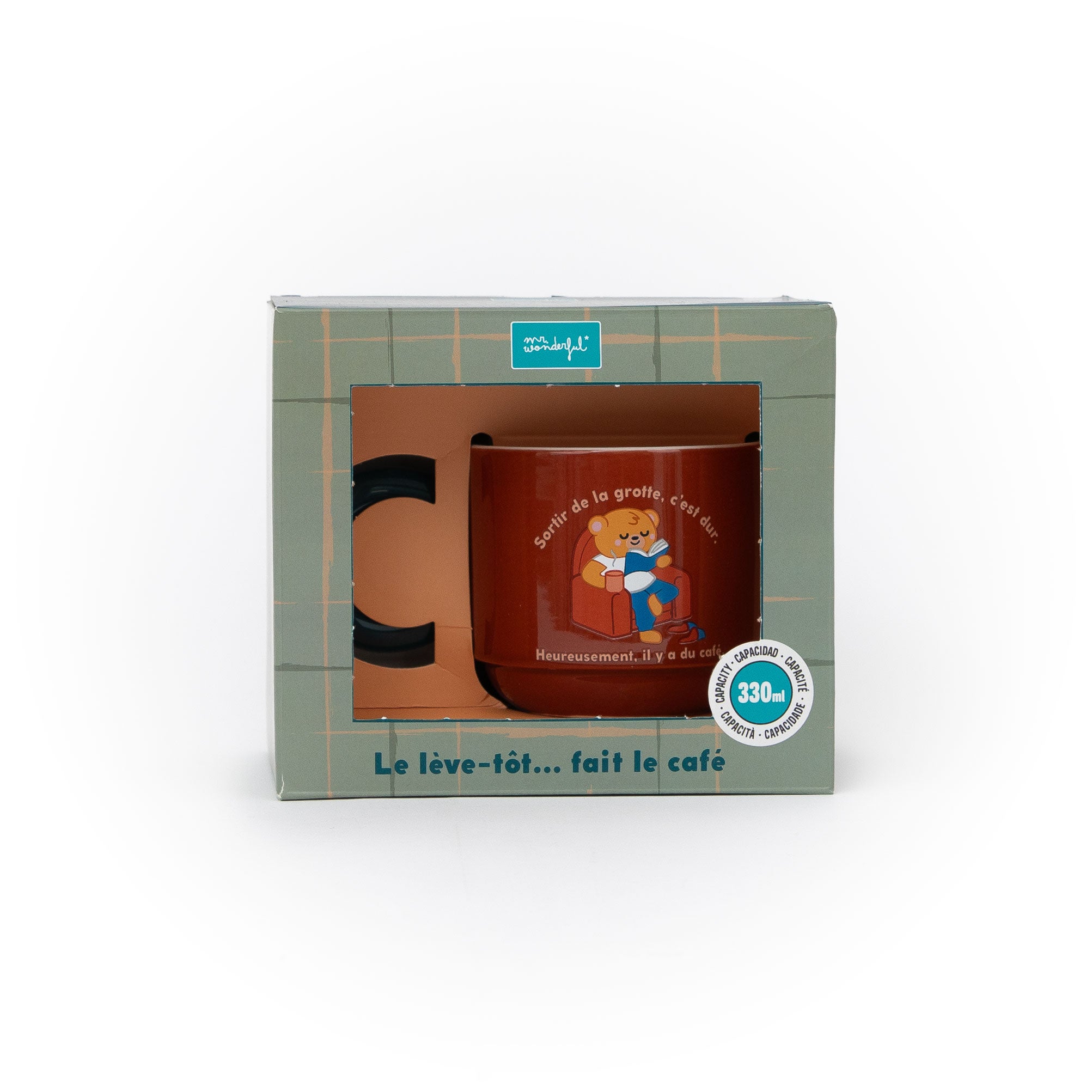 Mug empilable - Sortir de la grotte, c’est dur. Heureusement, il y a du café.