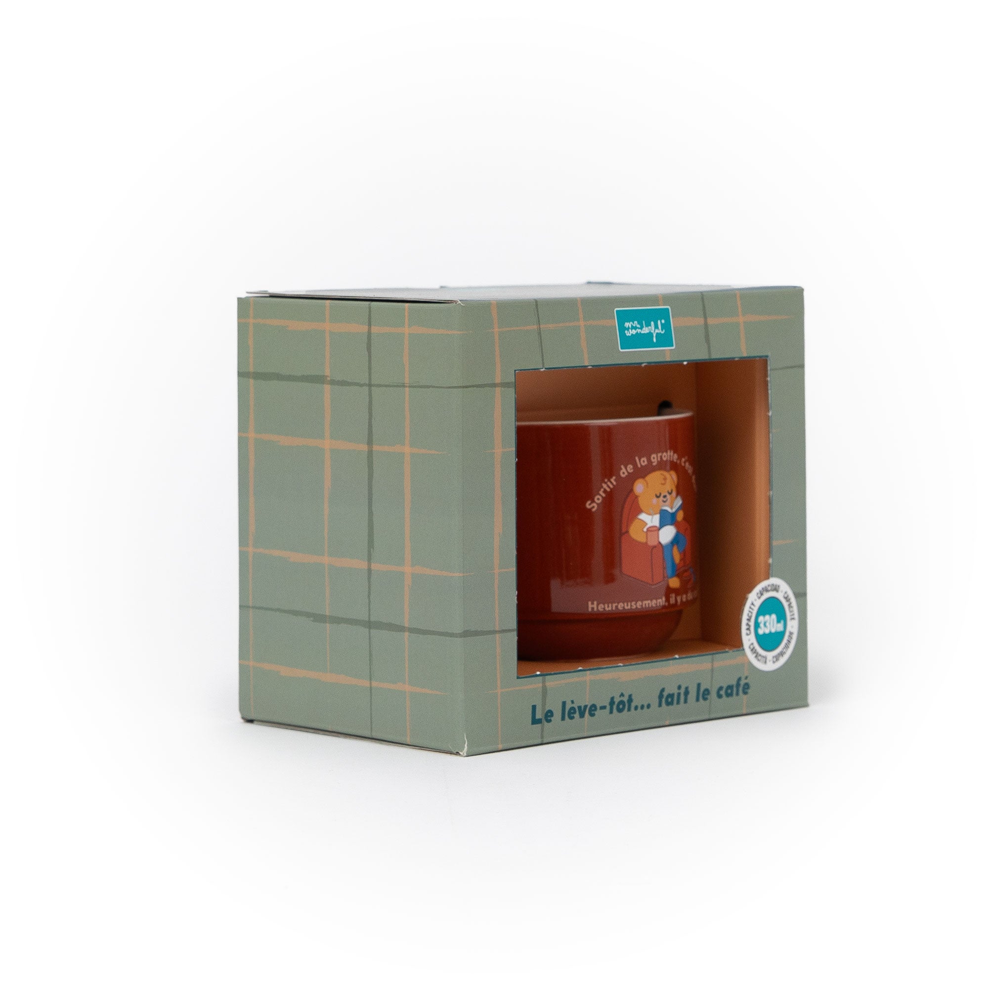 Mug empilable - Sortir de la grotte, c’est dur. Heureusement, il y a du café.