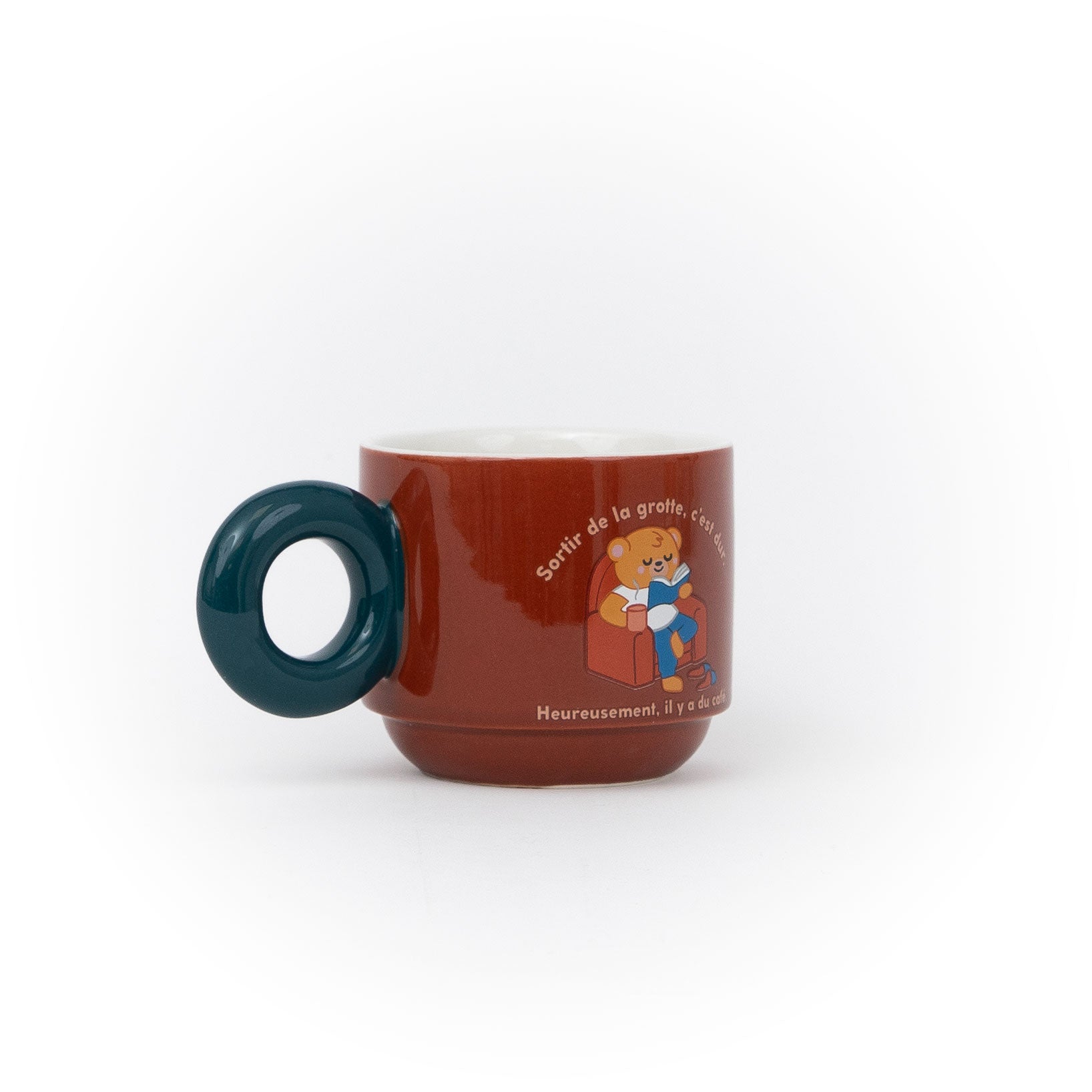 Mug empilable - Sortir de la grotte, c’est dur. Heureusement, il y a du café.