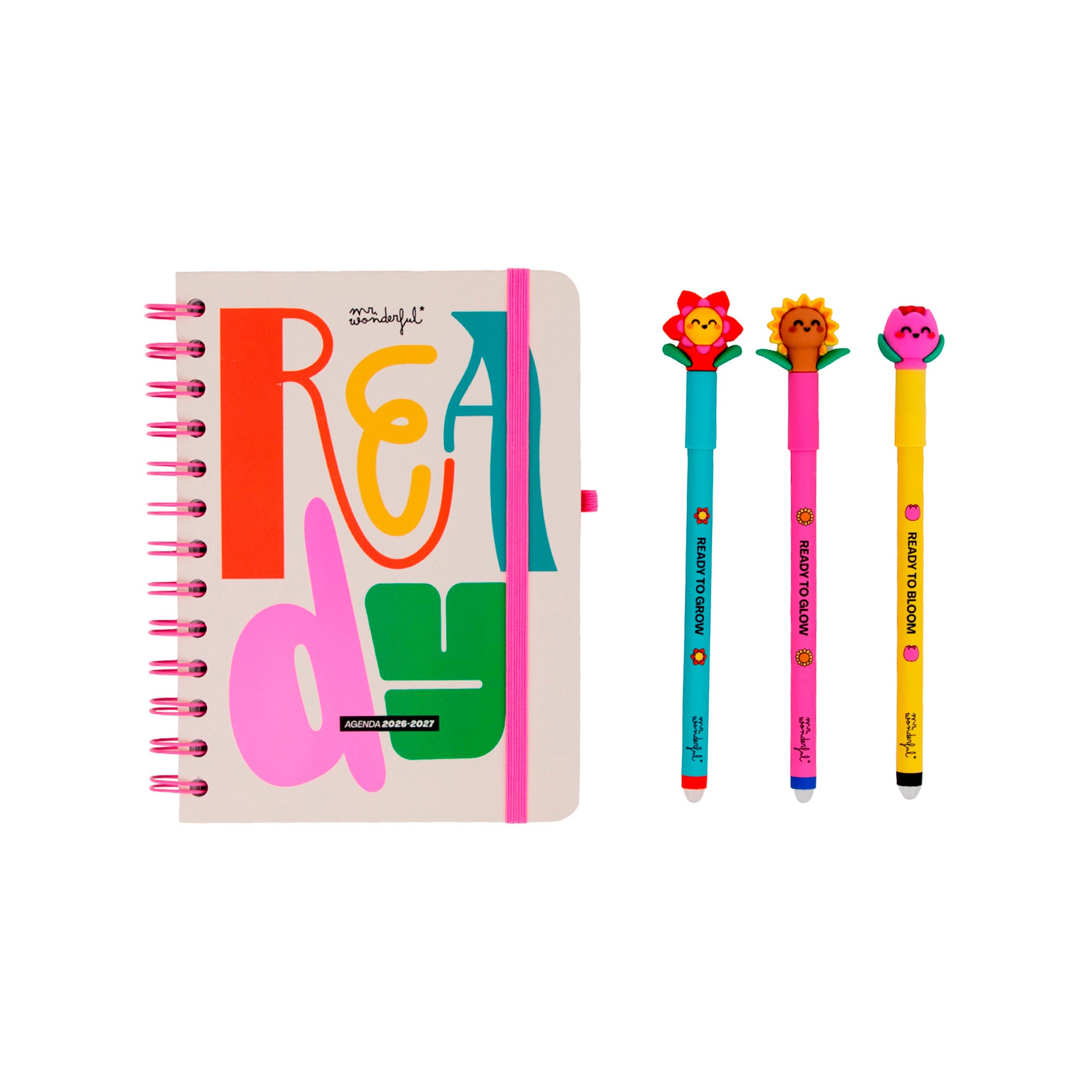 Set agenda Mr. Wonderful pequeña 2026-27 Semanal + 3 bolis borrables Bo-Bo - Ready