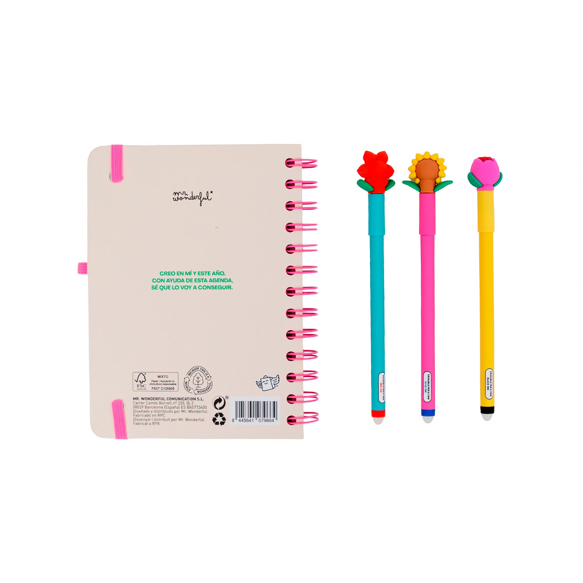 Set agenda Mr. Wonderful pequeña 2026-27 Semanal + 3 bolis borrables Bo-Bo - Ready
