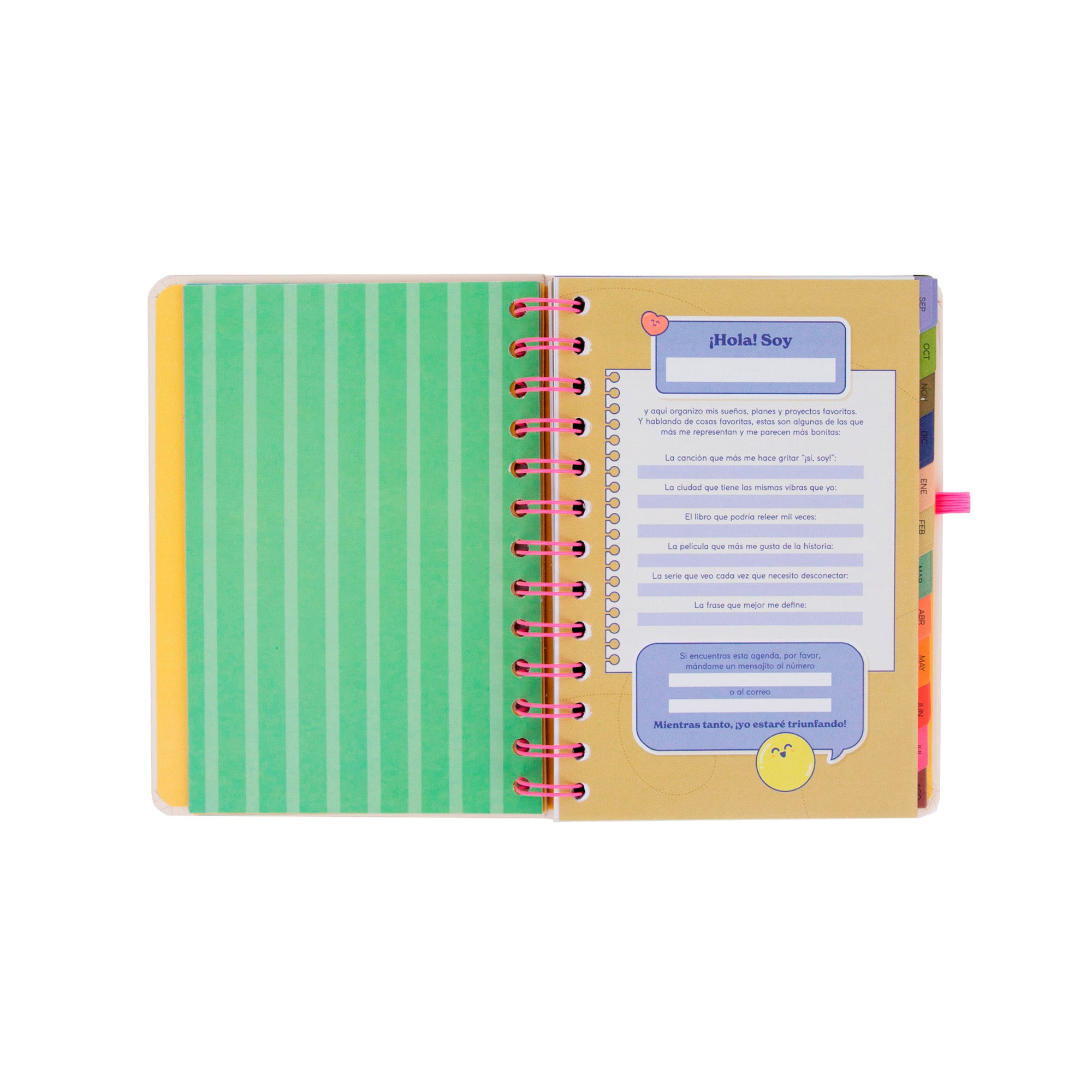Set agenda Mr. Wonderful pequeña 2026-27 Semanal + 3 bolis borrables Bo-Bo - Ready
