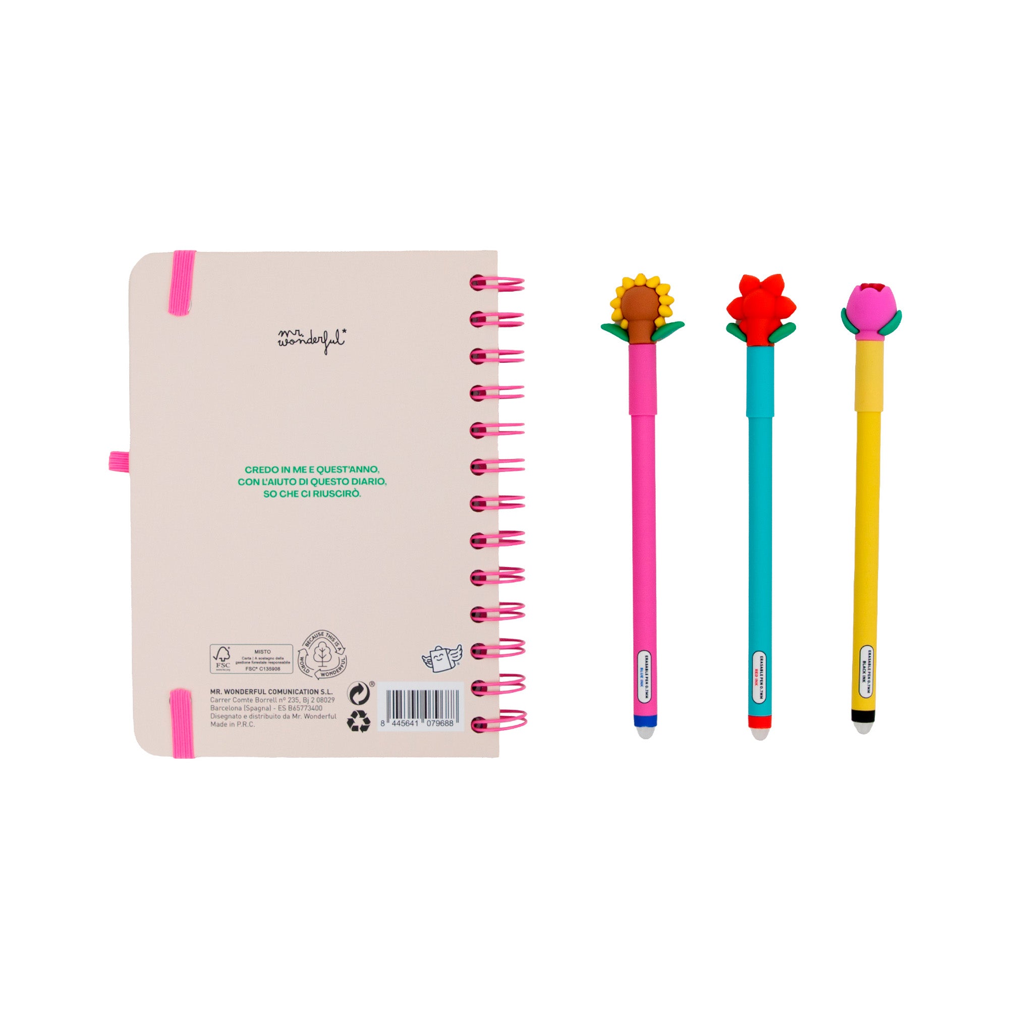 Set diario scolastico Mr. Wonderful piccolo 2026-27 Settimanale + 3 penne cancellabili Bo-Bo - Ready