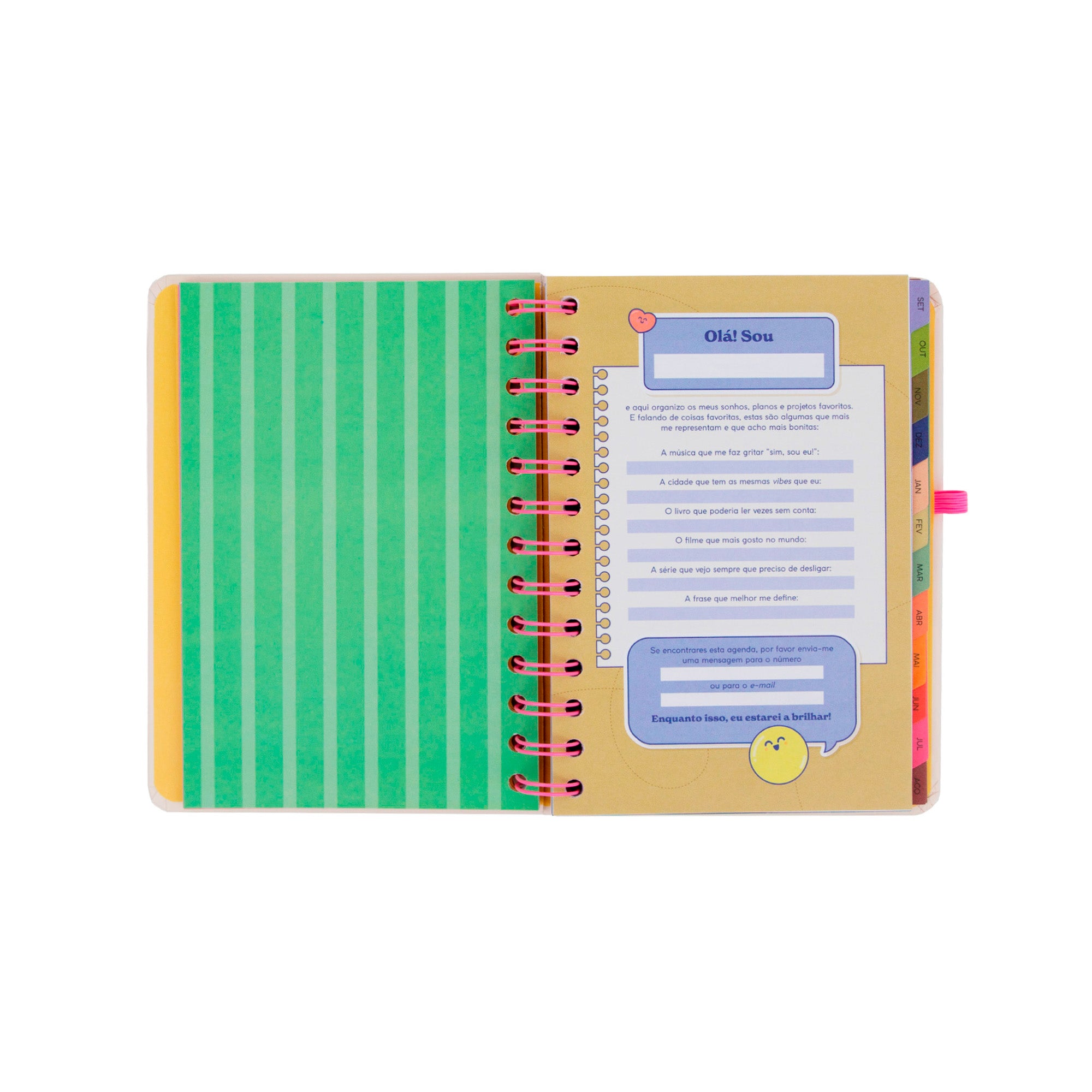 Conjunto agenda Mr. Wonderful pequena 2026-27 Semanal + 3 canetas apagáveis Bo-Bo - Ready