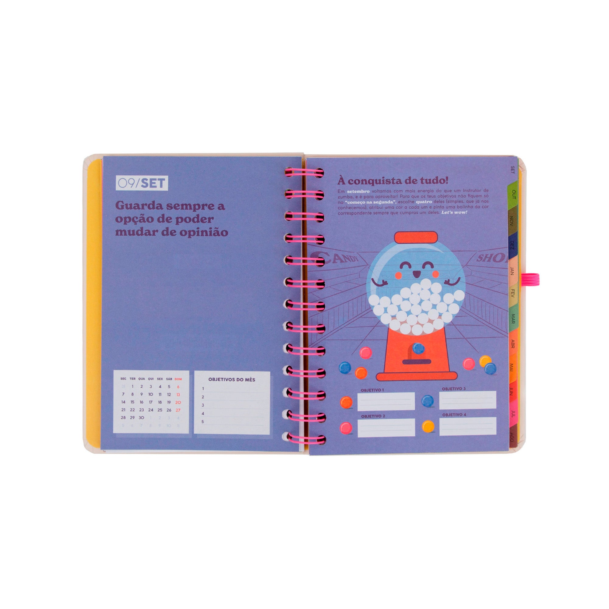Conjunto agenda Mr. Wonderful pequena 2026-27 Semanal + 3 canetas apagáveis Bo-Bo - Ready