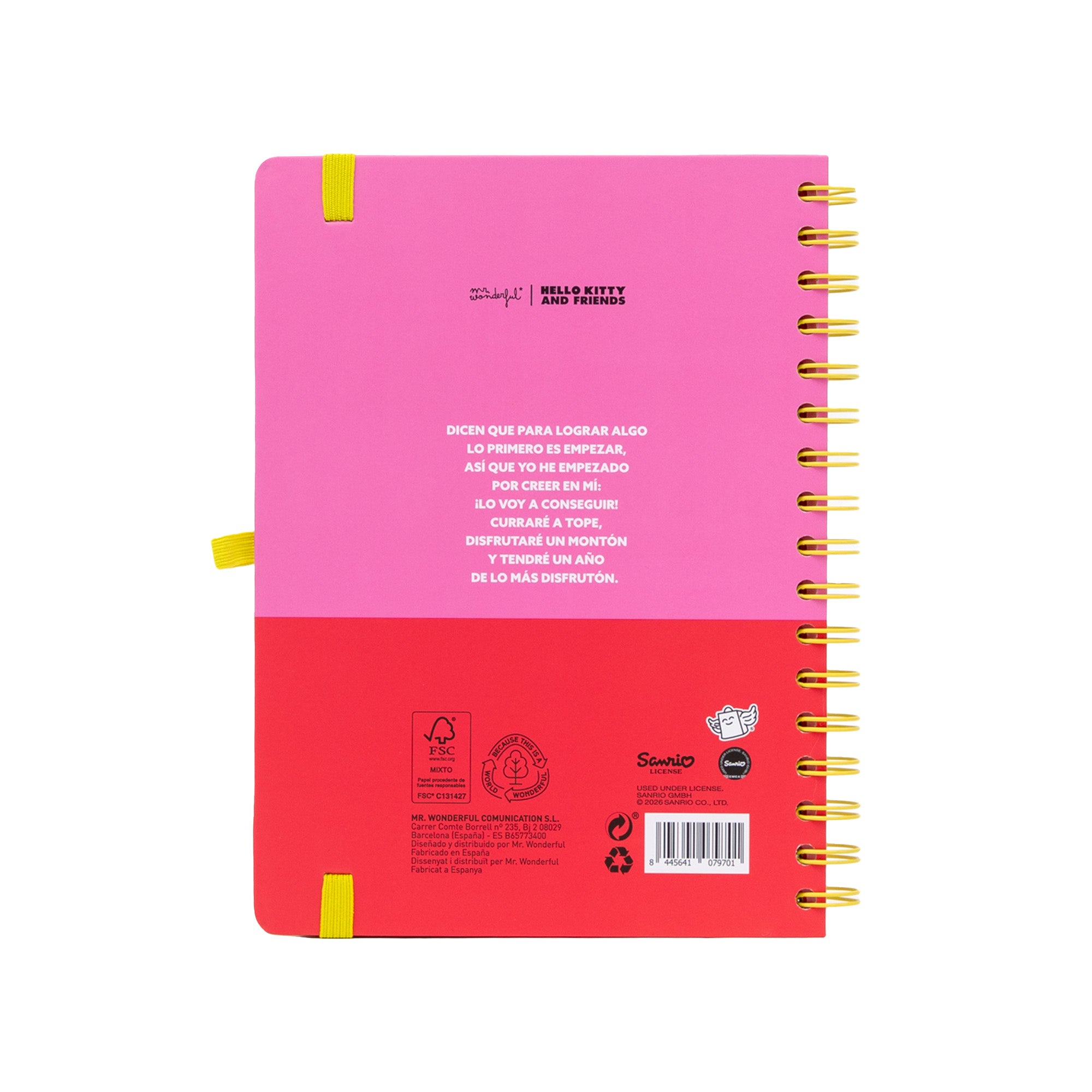 Agenda 2026-27 Hello Kitty & Friends x Mr. Wonderful Semanal - Somos el mejor equipo