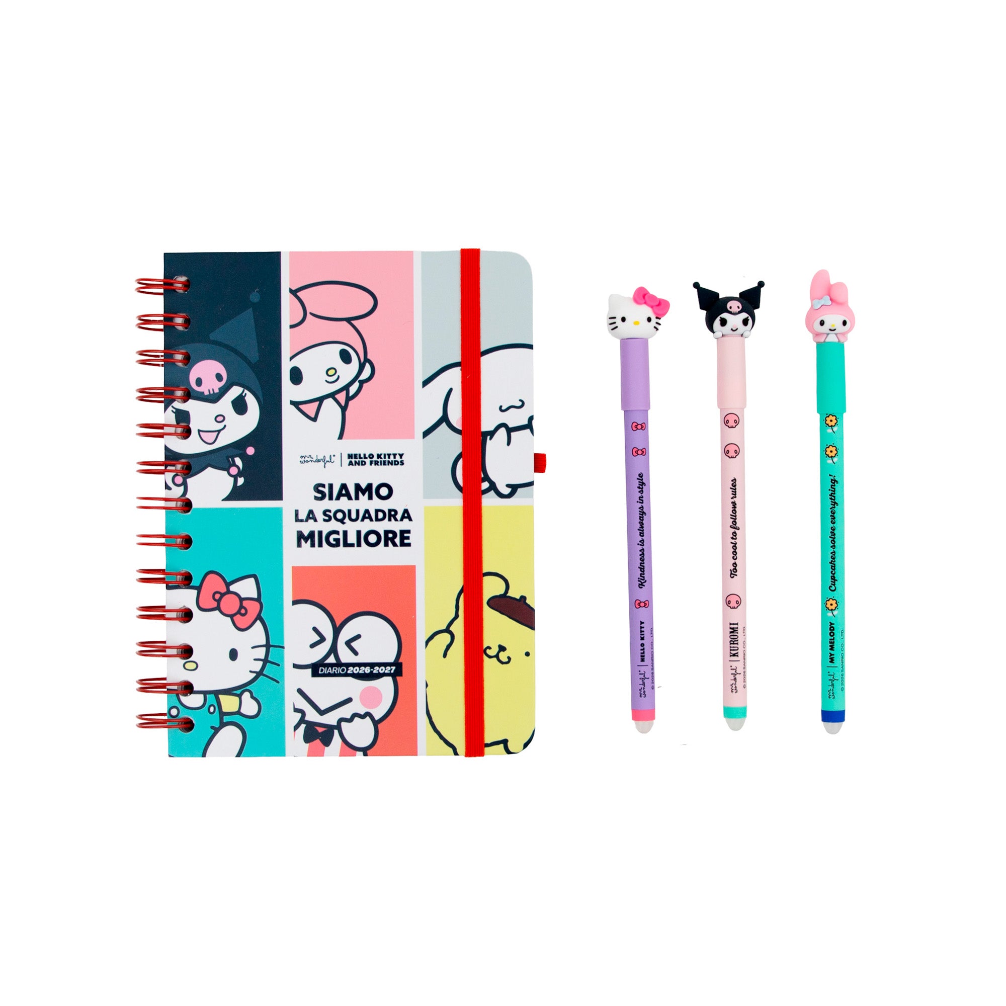 Diario 2026-27 piccolo Hello Kitty&Friends Settimanale + 3 Bo-Bo - Siamo la squadra migliore
