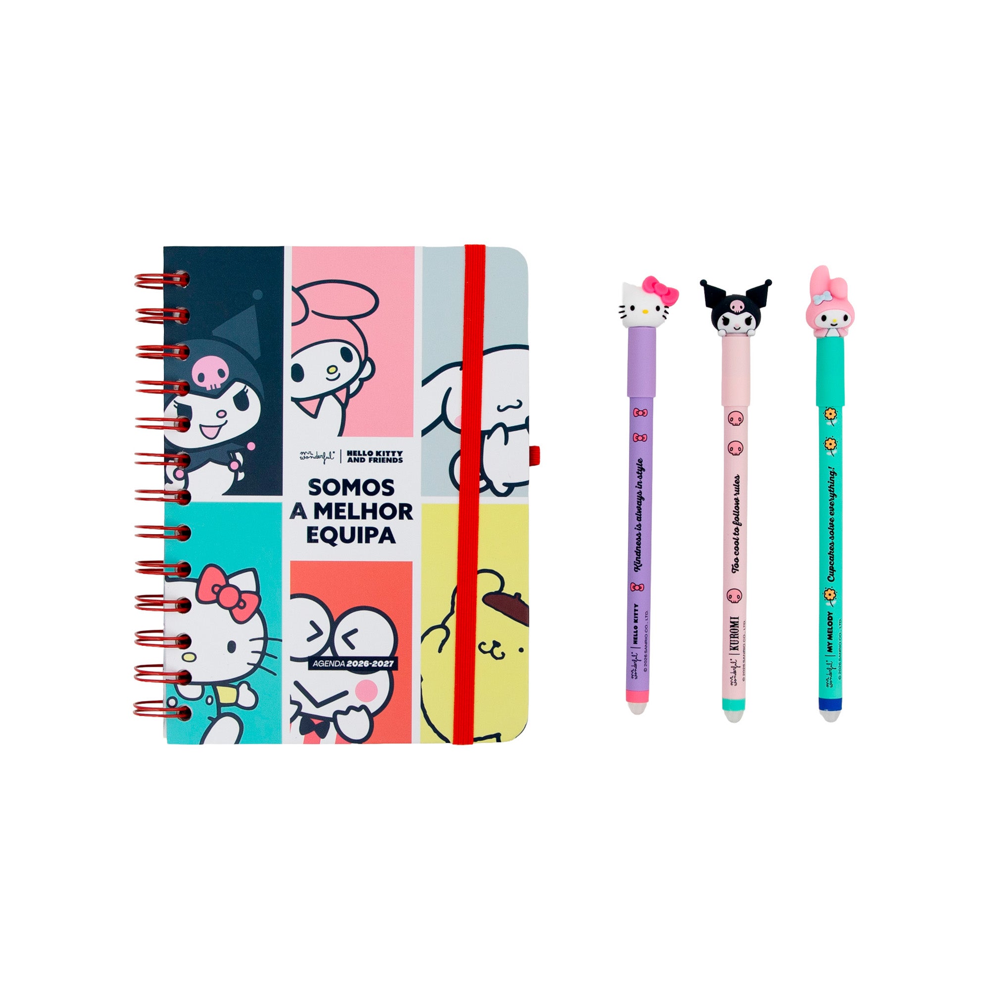 Agenda 2026-27 pequena Hello Kitty&Friends Semanal + 3 Bo-Bo - Somos a melhor equipa