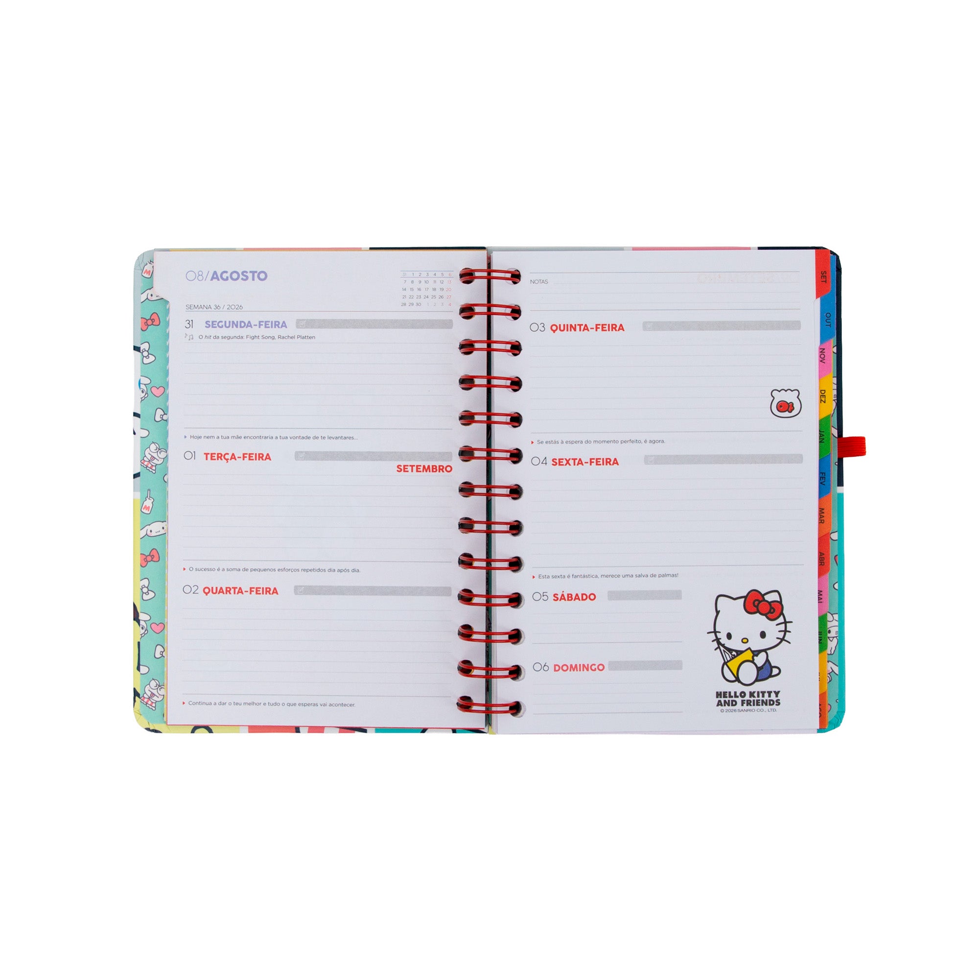 Agenda 2026-27 pequena Hello Kitty&Friends Semanal + 3 Bo-Bo - Somos a melhor equipa