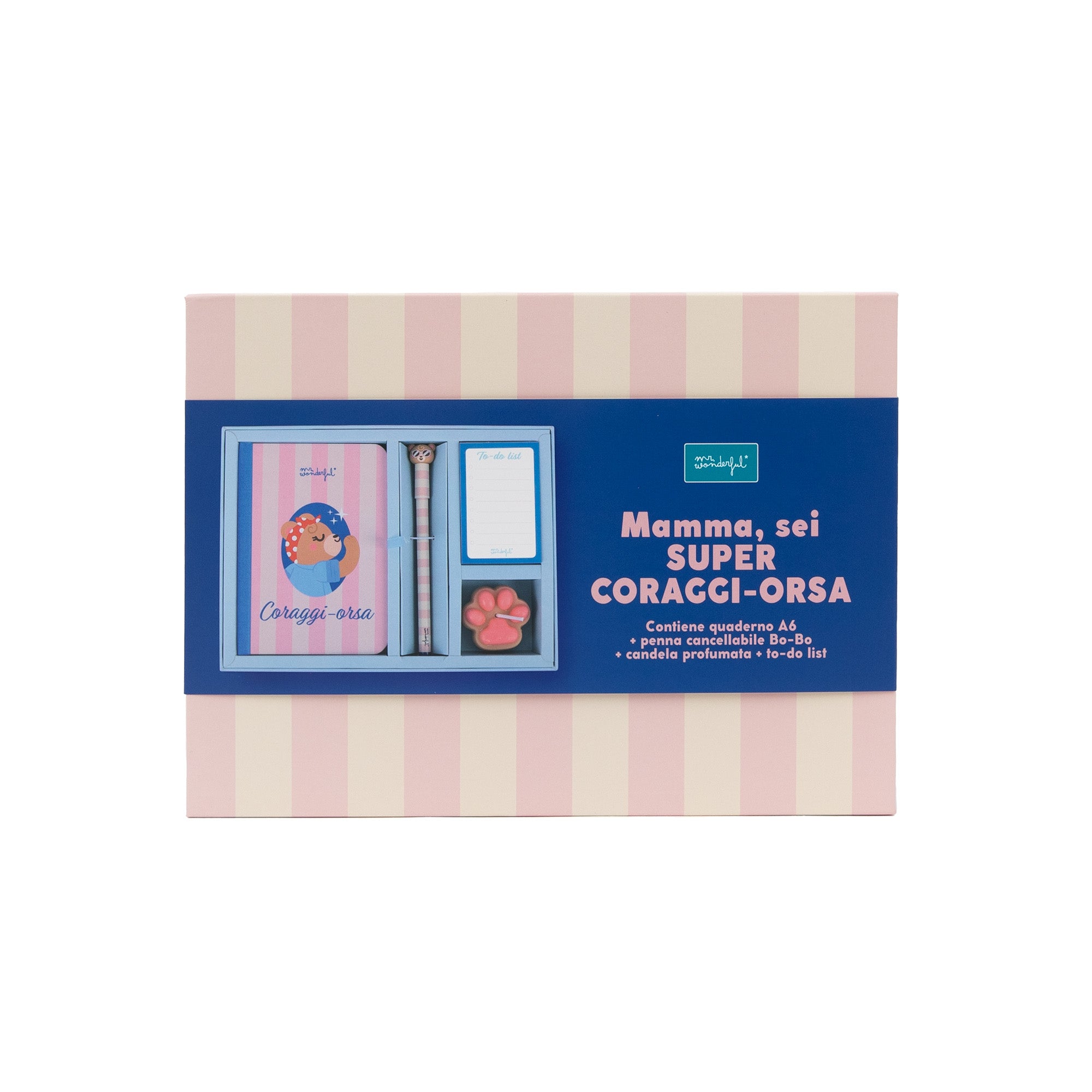 Kit quaderno A6 + penna cancellabile Bo-Bo + candela + to-do list - Coraggi-orsa