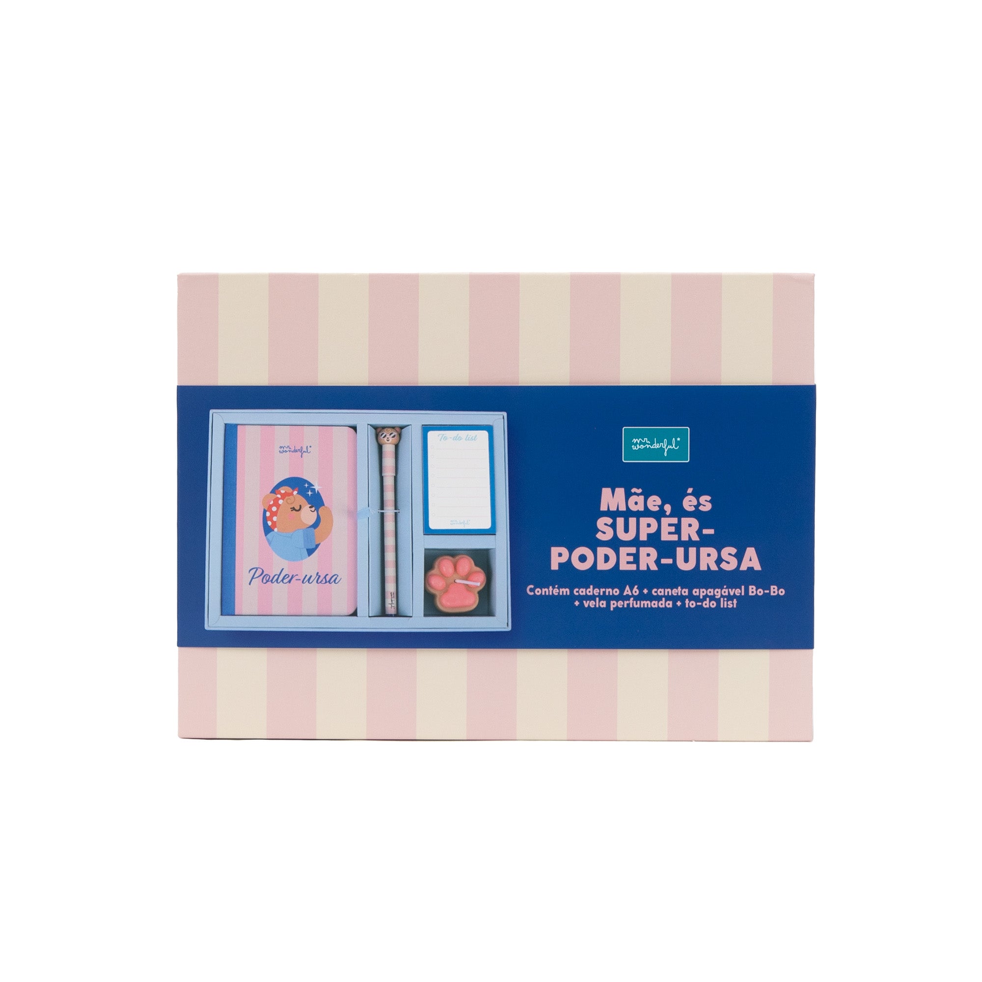 Kit caderno A6 + caneta apagável Bo-Bo + vela + to-do list - Poder-ursa