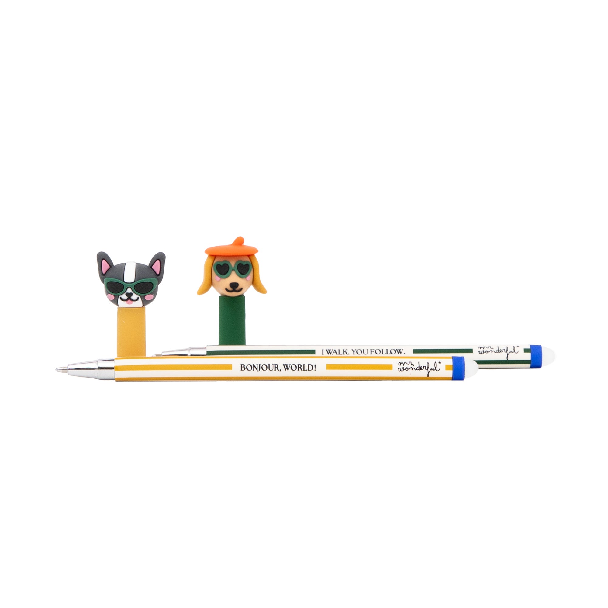 Set de 2 bolis borrables Bo-Bo - Perro Salchicha + Bulldog Francés