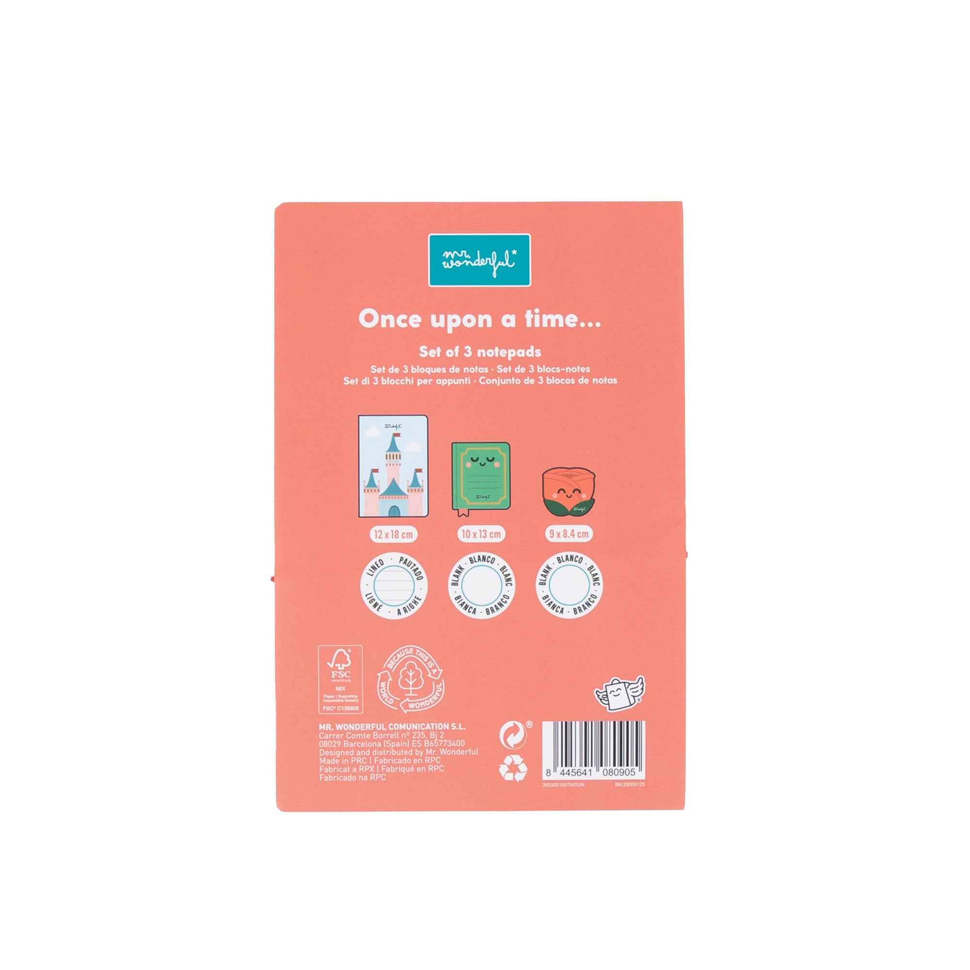 Set de 3 blocs de notas con aroma –Castillo, libro y rosa