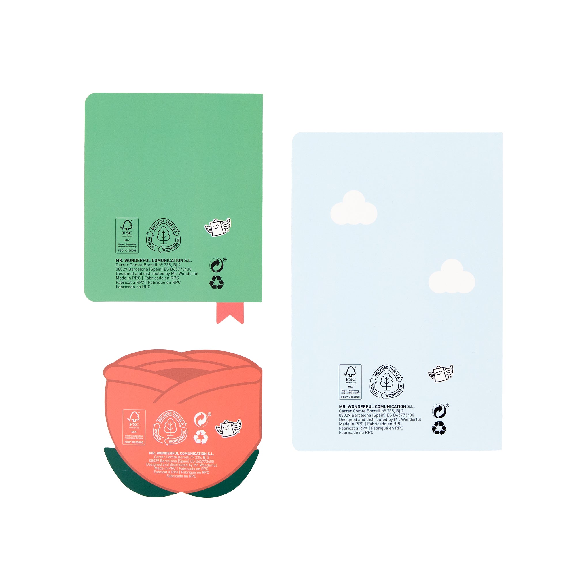 Set de 3 blocs de notas con aroma –Castillo, libro y rosa