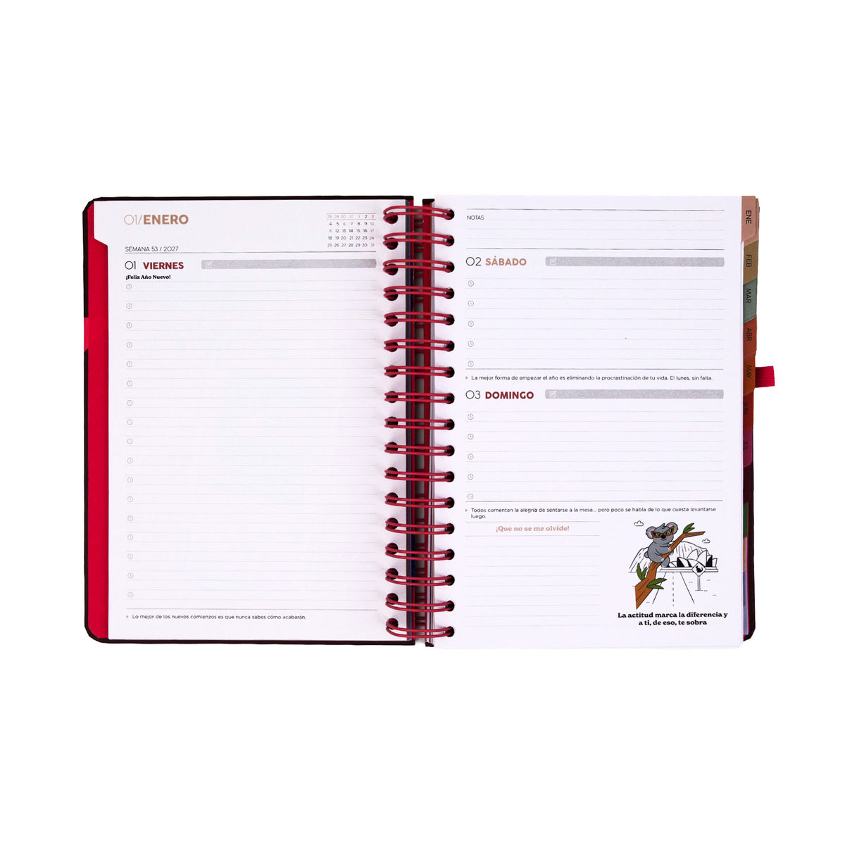 Agenda diaria 2027 con separadores Mr. Wonderful
