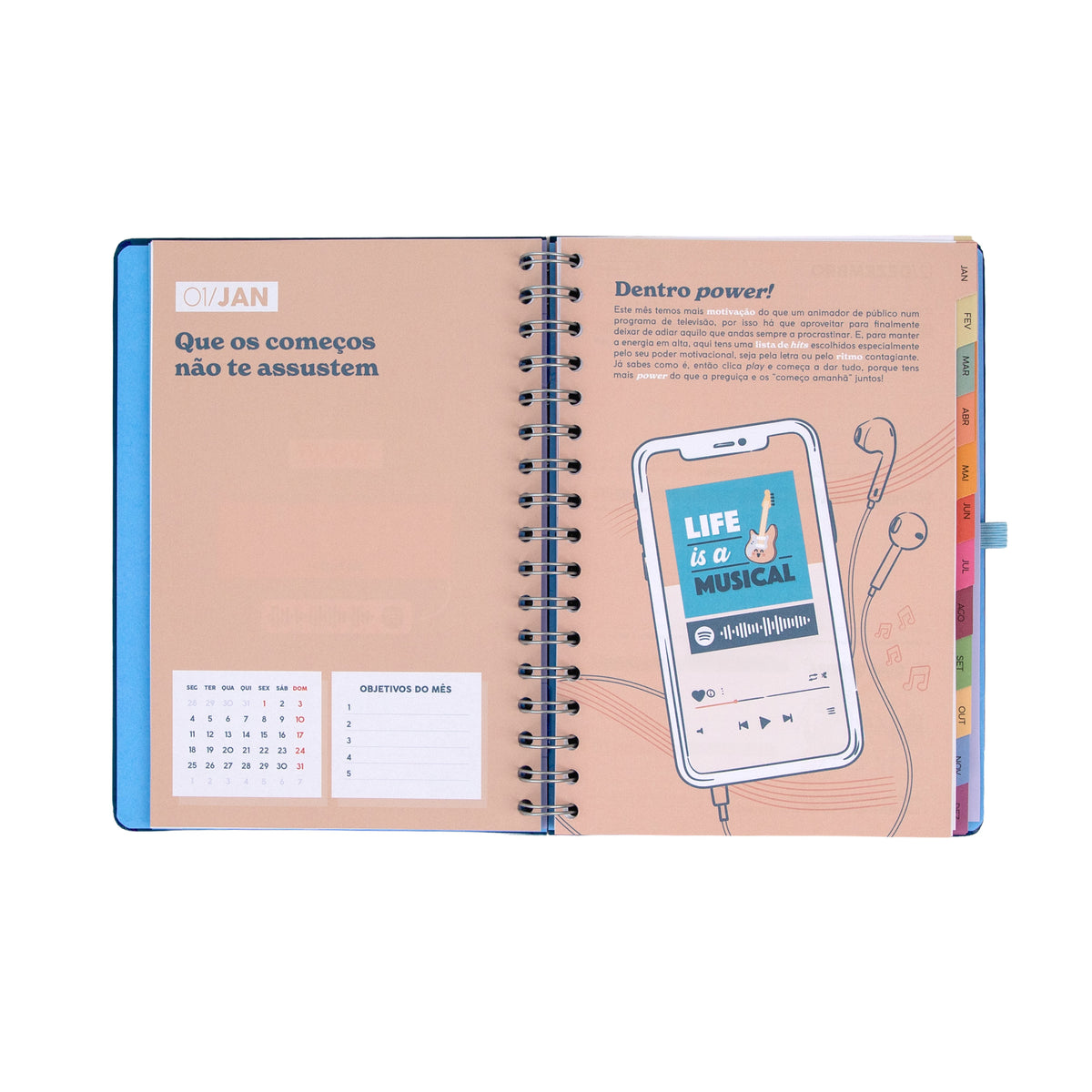 Agenda semanal 2027 com separadores Mr. Wonderful