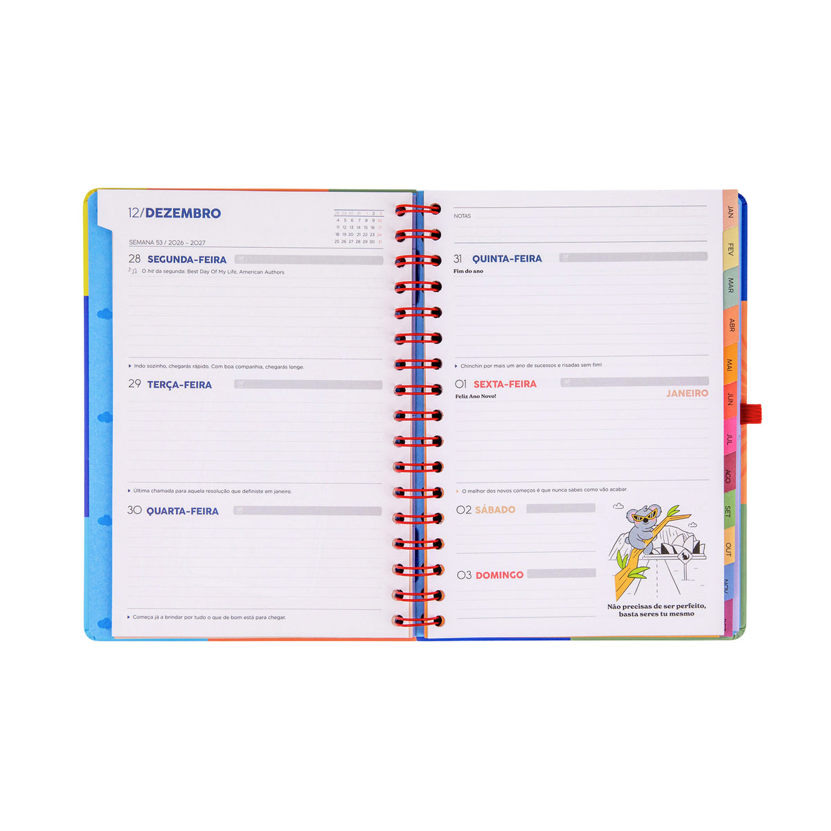 Agenda semanal 2027 com separadores Mr. Wonderful