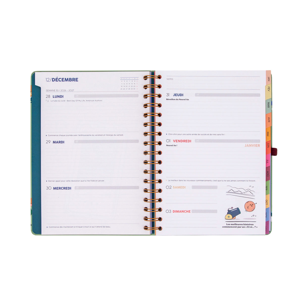 Agenda journalier 2027 avec autocollants Mr. Wonderful