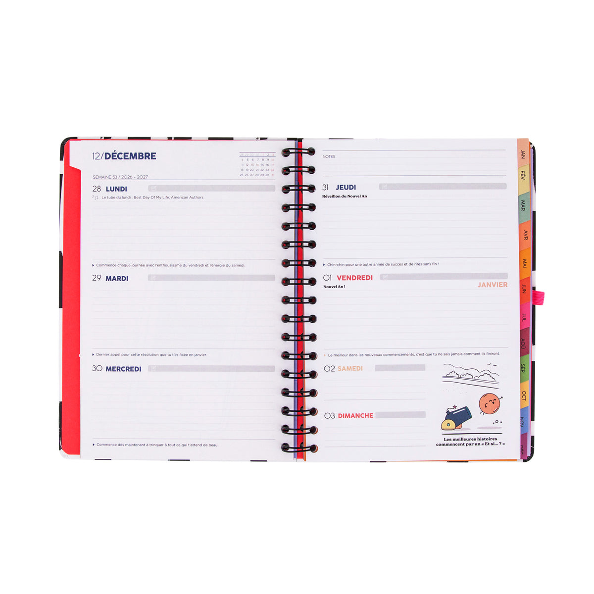 Agenda hebdomadaire 2027 avec intercalaires Mr. Wonderful