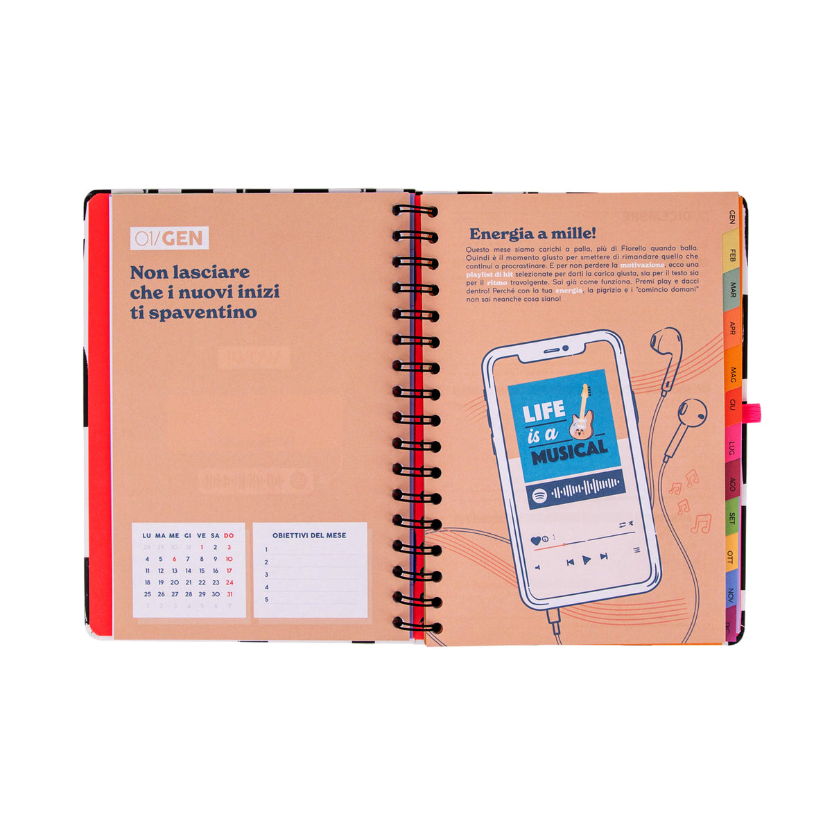 Agenda settimanale 2027 con separatori Mr. Wonderful