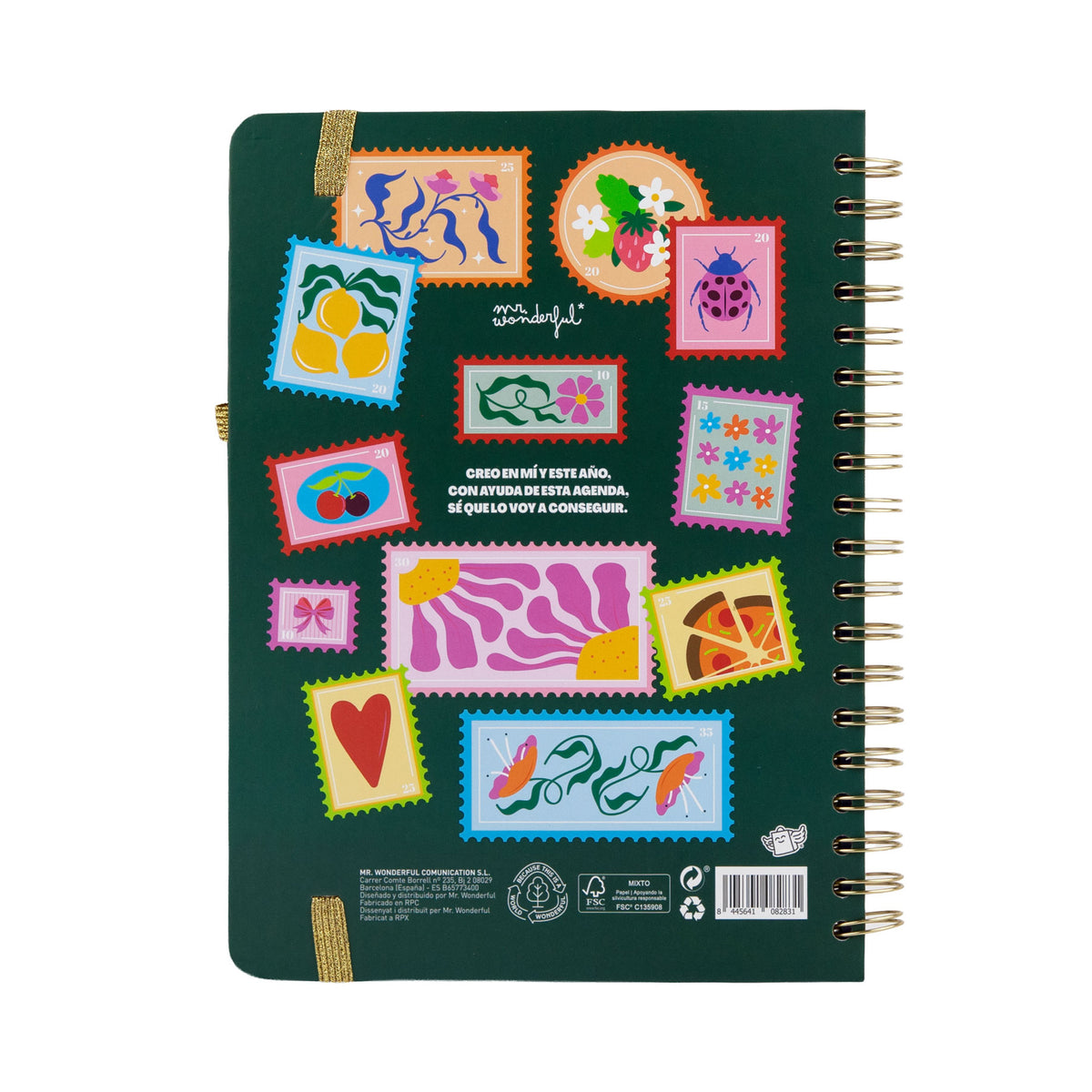 Agenda grande 2027 con 8 hojas de pegatinas Mr. Wonderful 