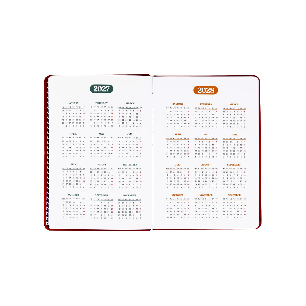 Agenda semanal Mr. Wonderful 2027 con soporte para móvil