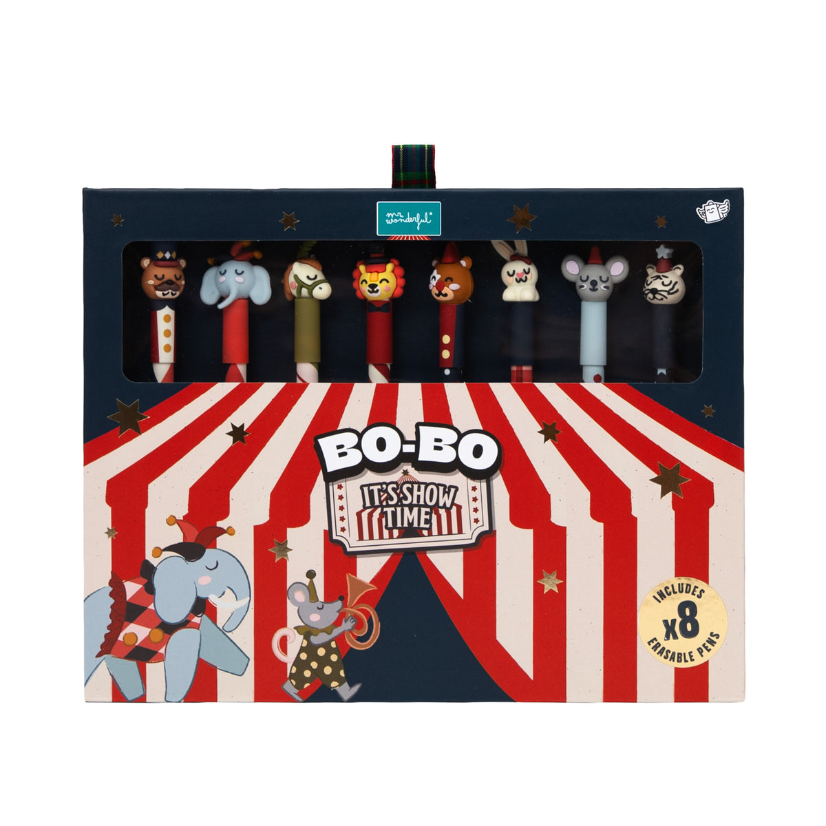 Set 8 Boli borrable BO-BO tinta azul grosor 0,7mm regalo original de Mr. Wonderful 
