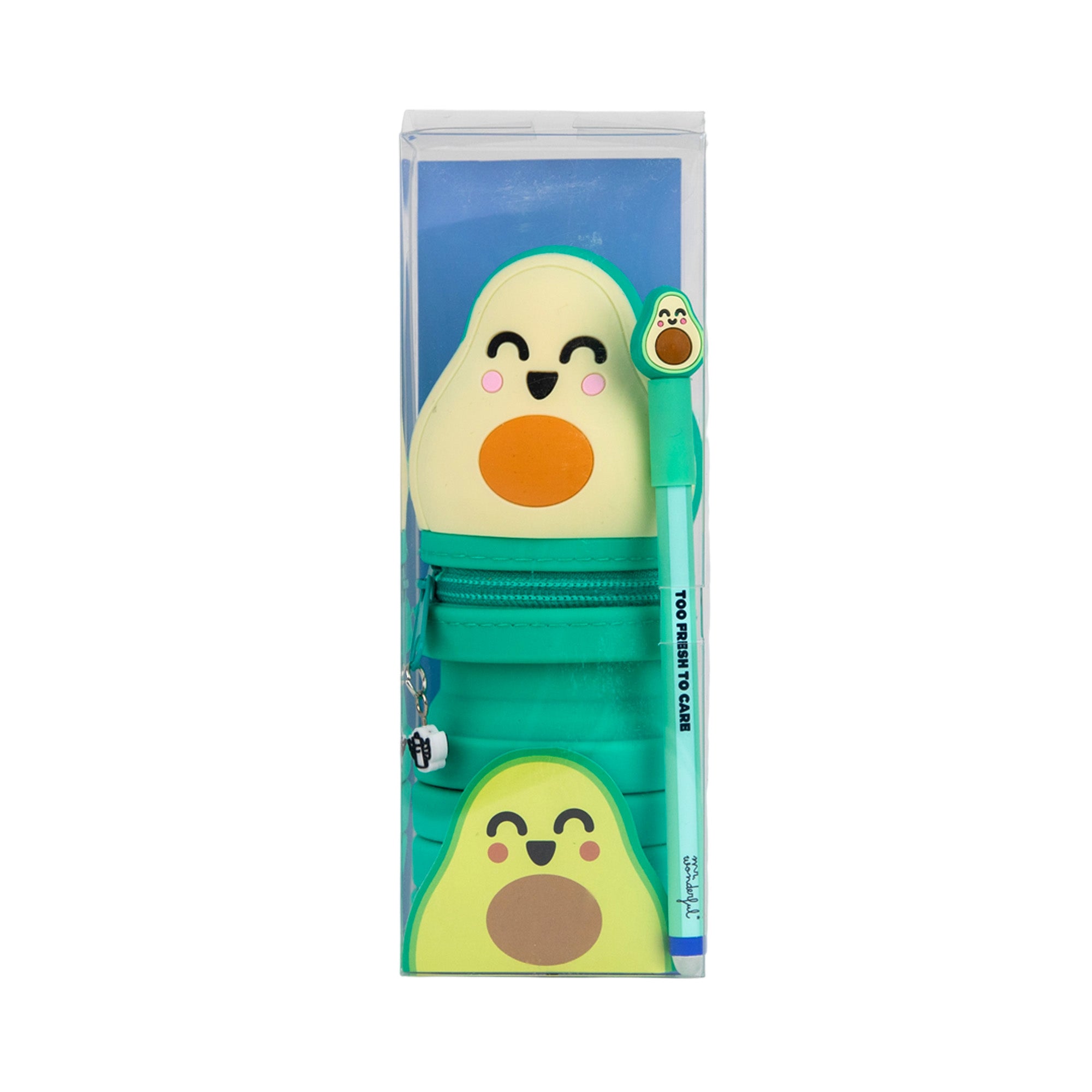 Extendable Silicone Pencil Case + Bo-Bo Erasable Pen - Avocado