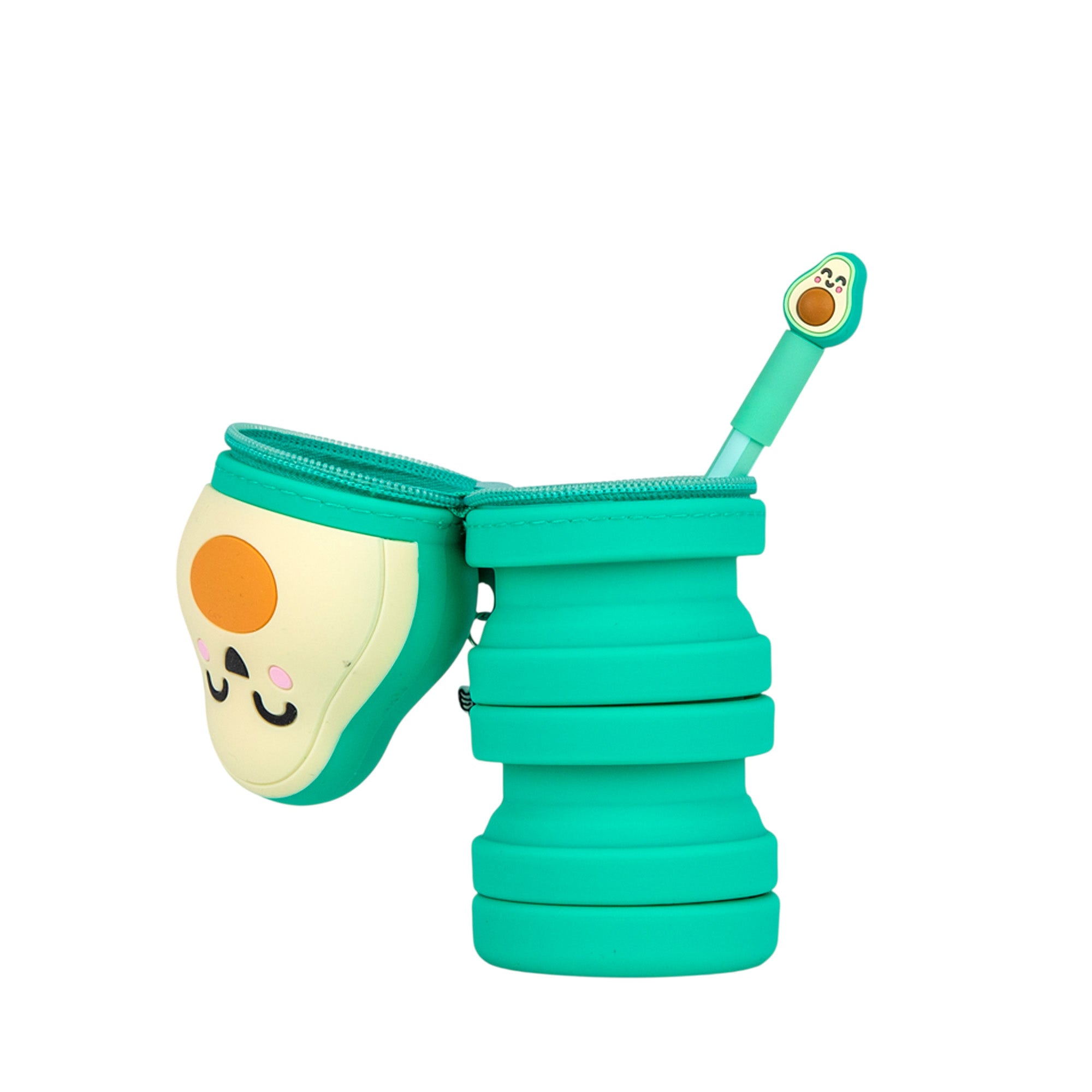 Extendable Silicone Pencil Case + Bo-Bo Erasable Pen - Avocado