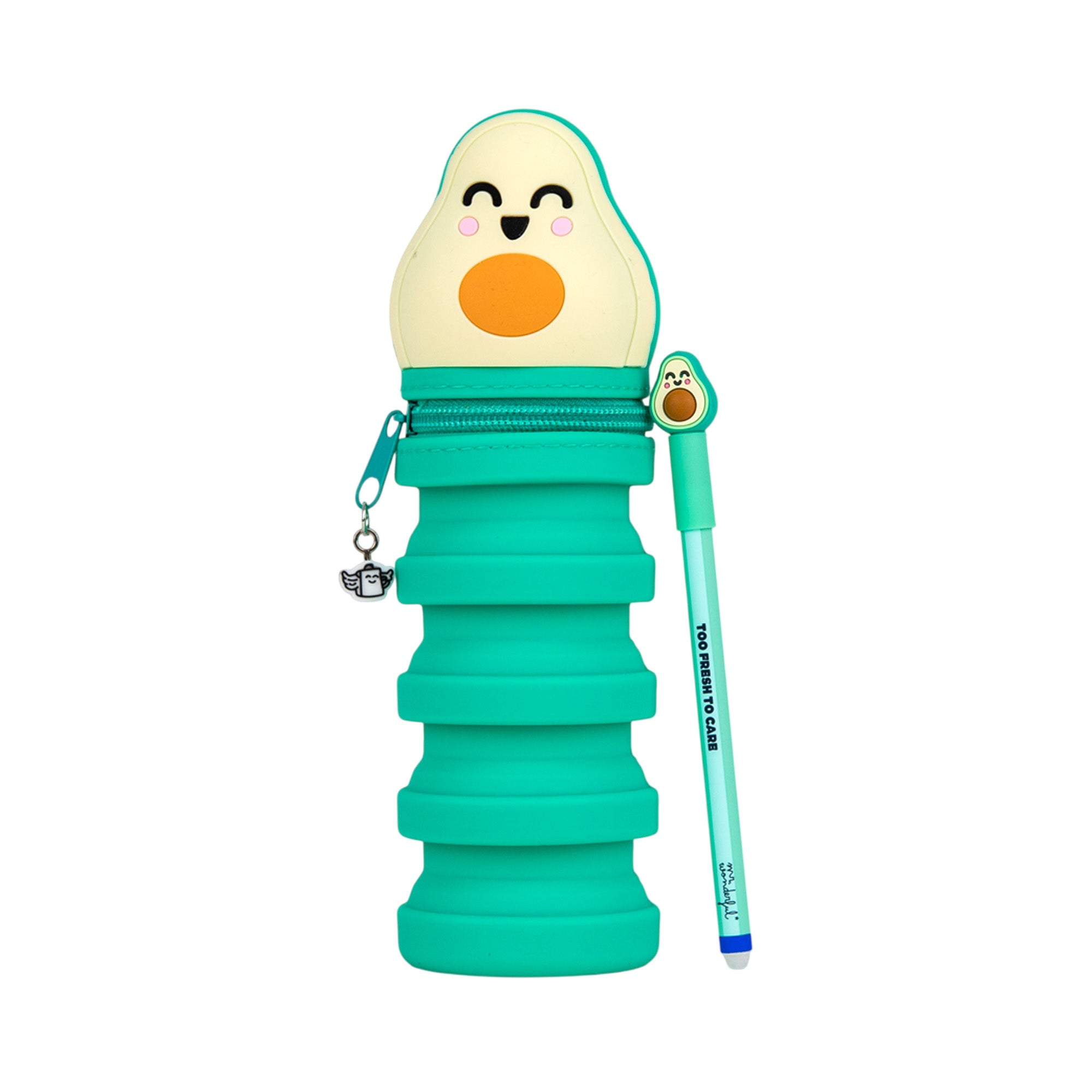 Extendable Silicone Pencil Case + Bo-Bo Erasable Pen - Avocado