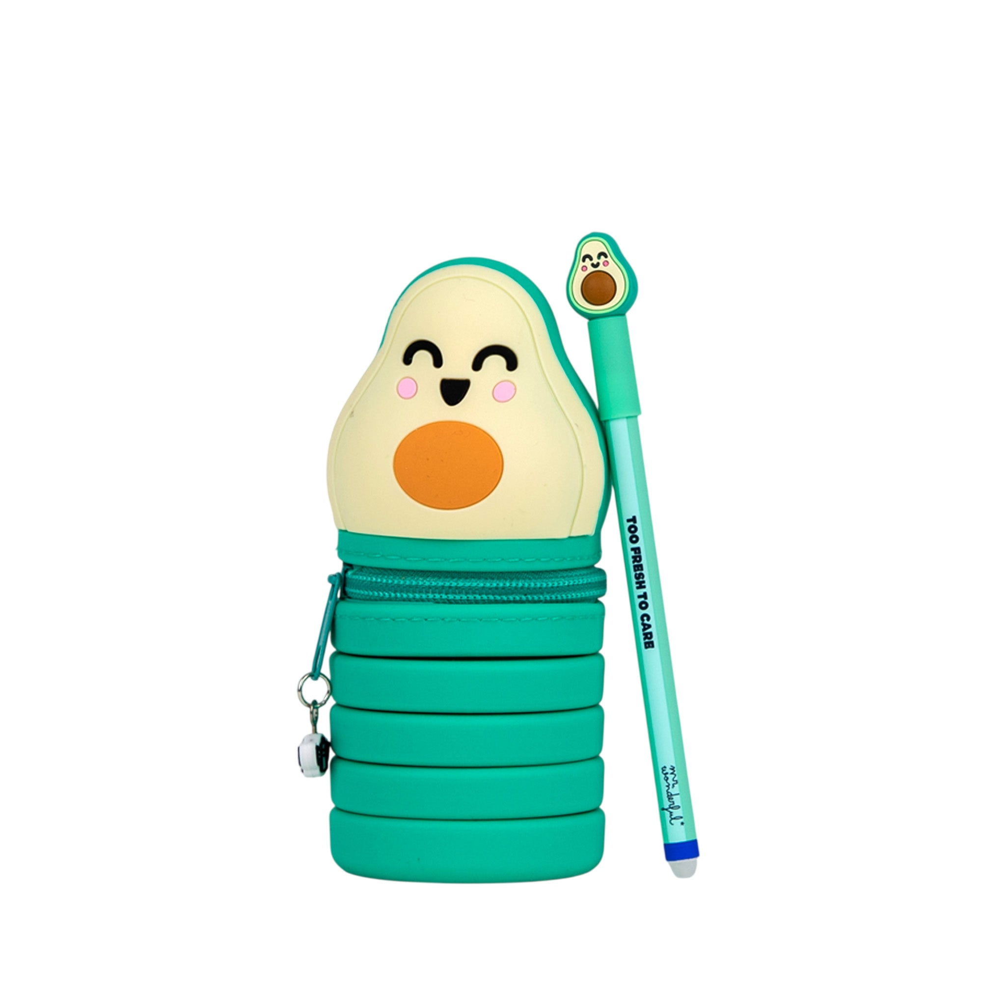 Extendable Silicone Pencil Case + Bo-Bo Erasable Pen - Avocado