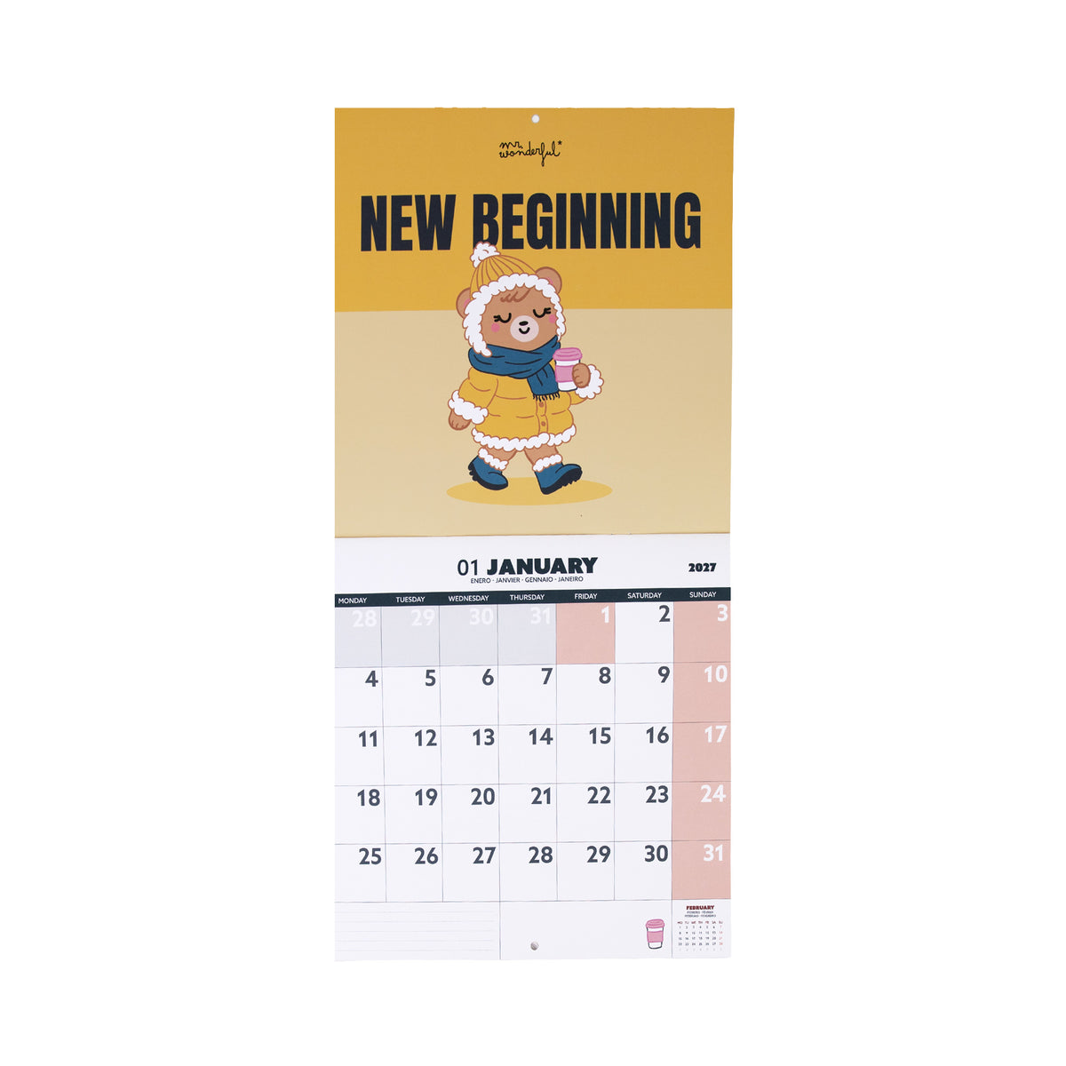 Calendario póster con oso icónico Mr. Wonderful
