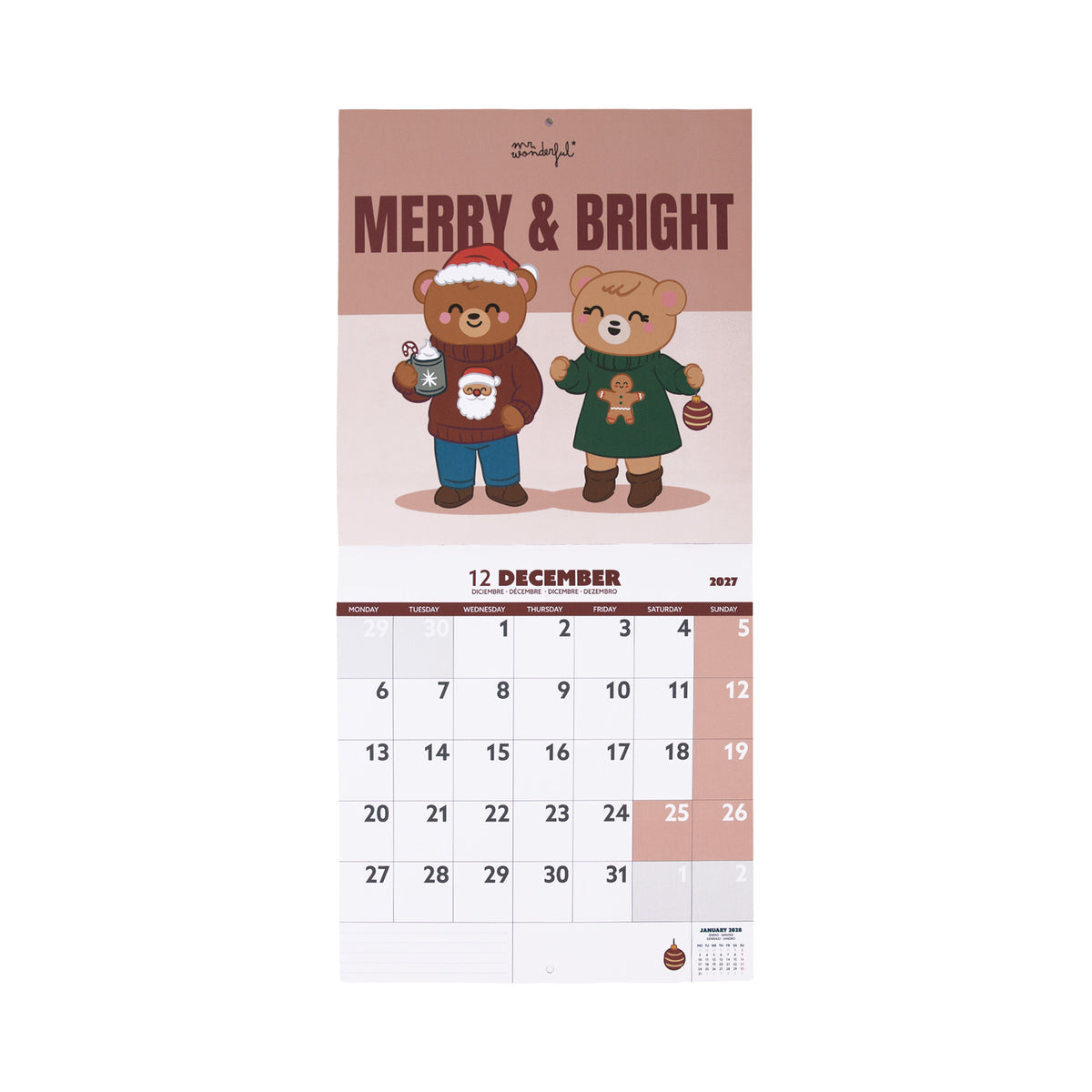 Calendario con oso Mr. Wonderful 2027