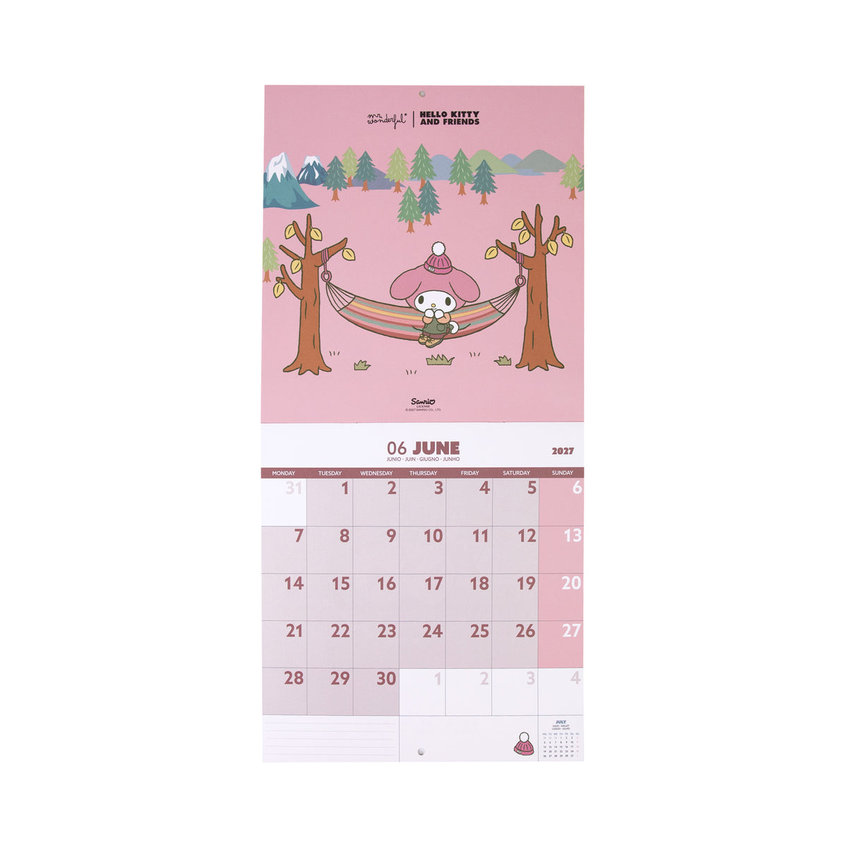 Calendario mensual de pared 2027 Mr. Wonderful