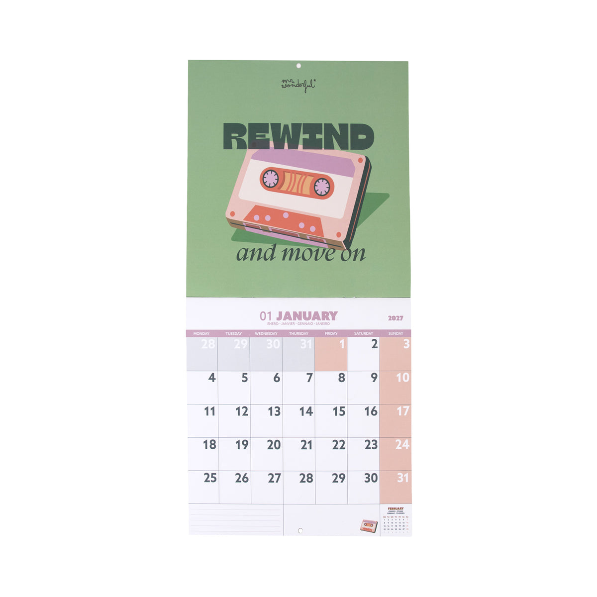 Calendario póster estilo vintage Mr. Wonderful