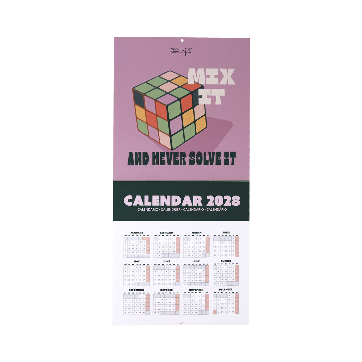 Calendario de pared Game Start Mr. Wonderful