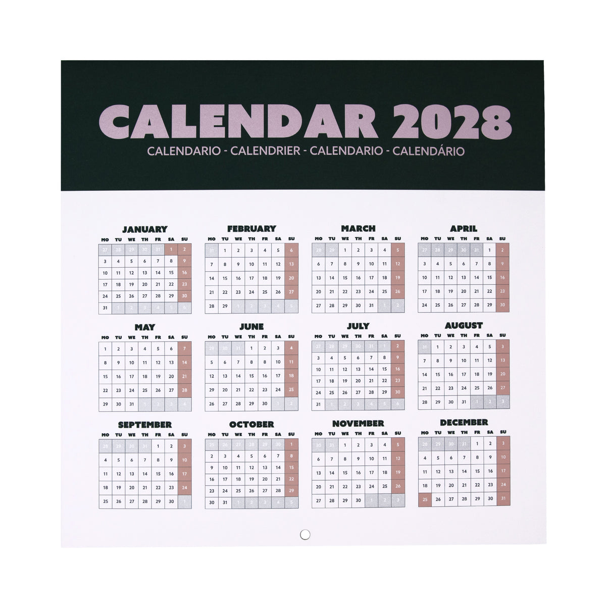 Calendario póster decorativo 2027 Mr. Wonderful