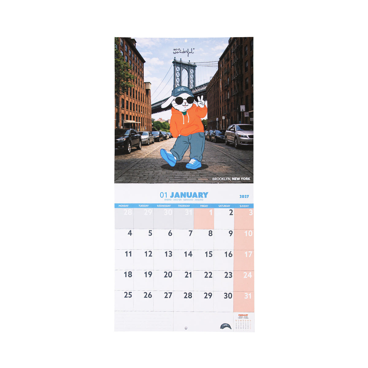 Calendario 2027 decorativo para pared Mr. Wonderful