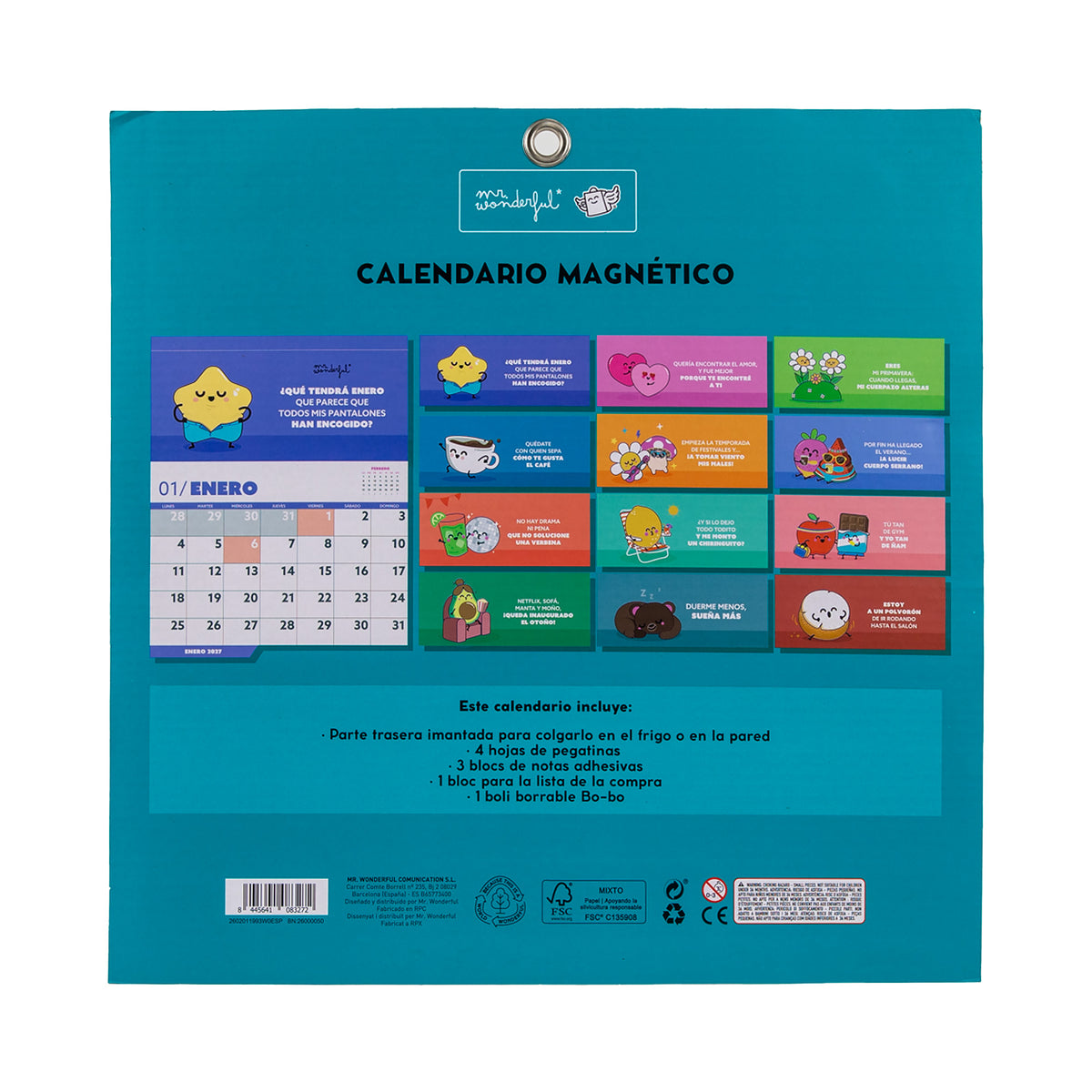 Calendario de pared magnético 2027 Que todo lo bueno se haga viral | Mr. Wonderful 